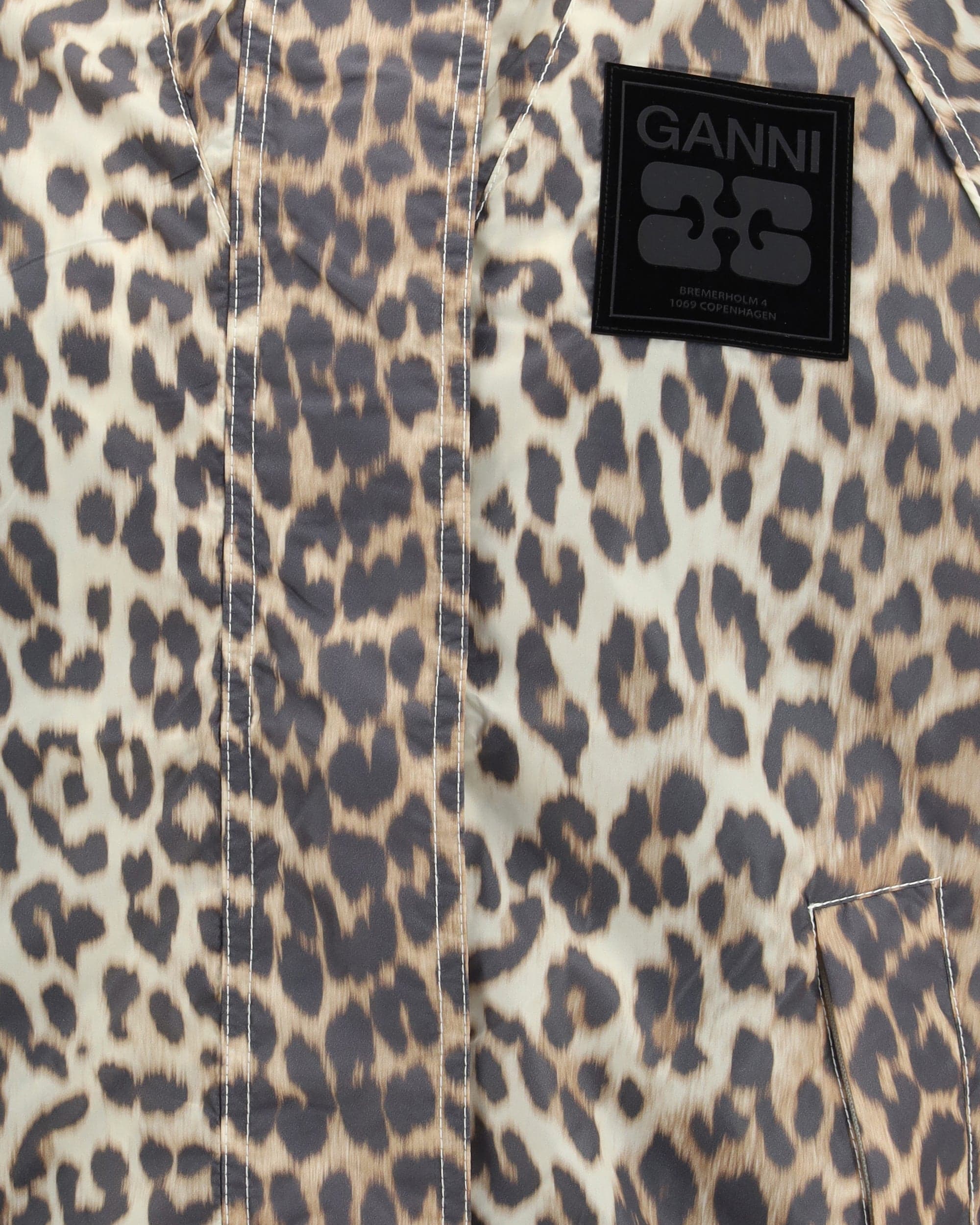 Ganni Leopard Raincoat Jacket With Hood
