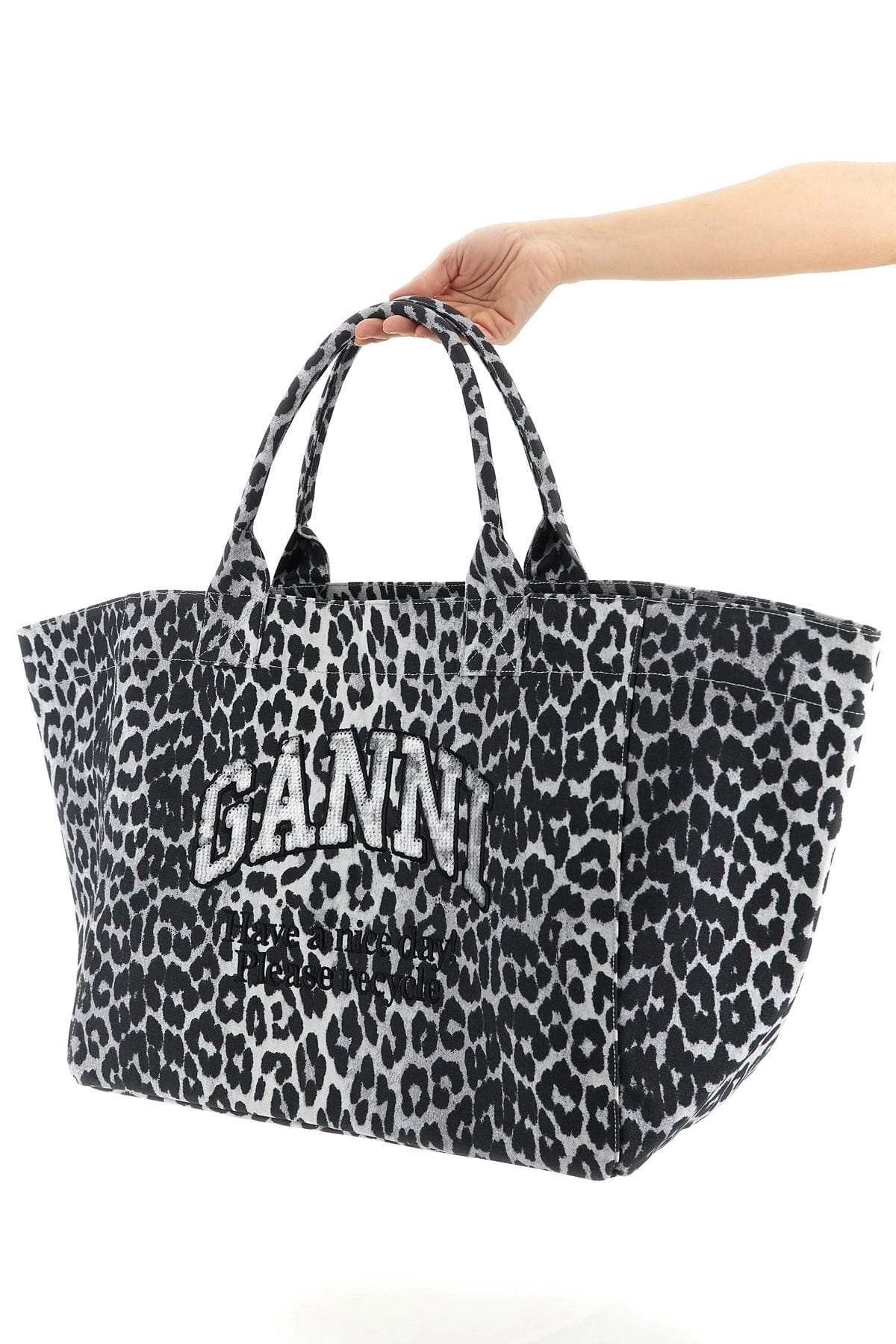 Ganni Ganni Leopard Sequin Xxl Tote Bag