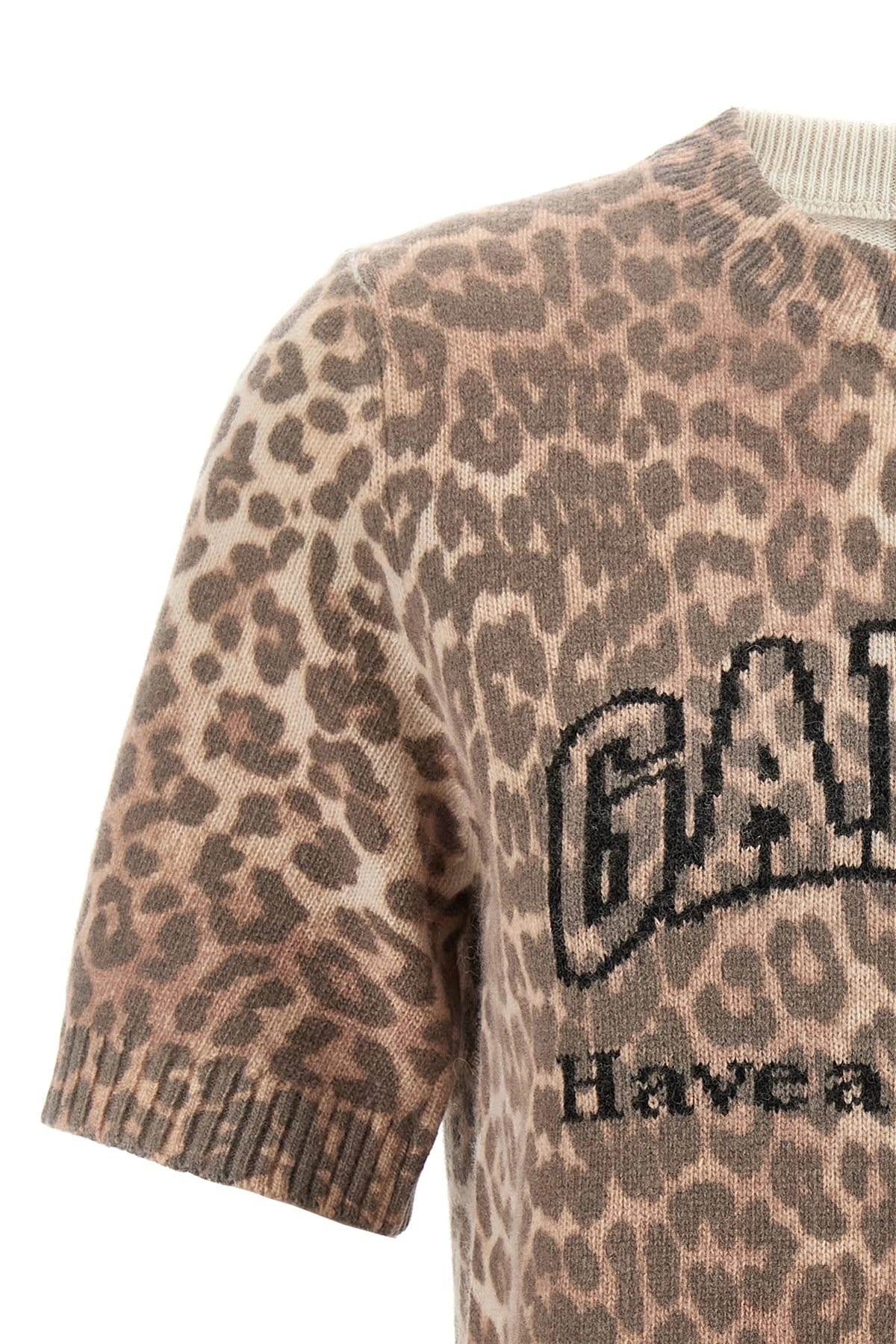 Ganni Ganni Leopard Wool Mix T-Shirt