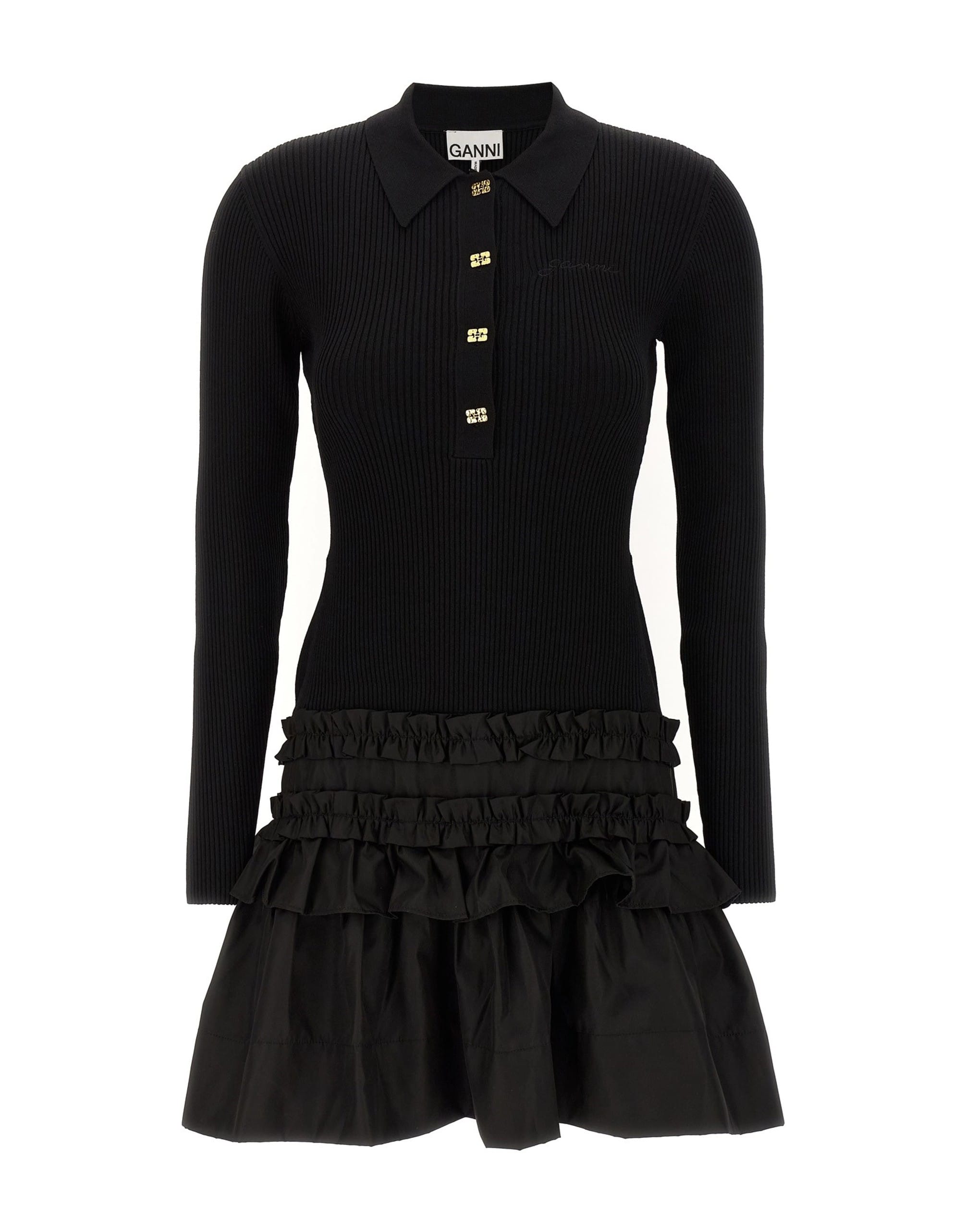 Ganni Ganni Melange Rib Knit Mini Dress