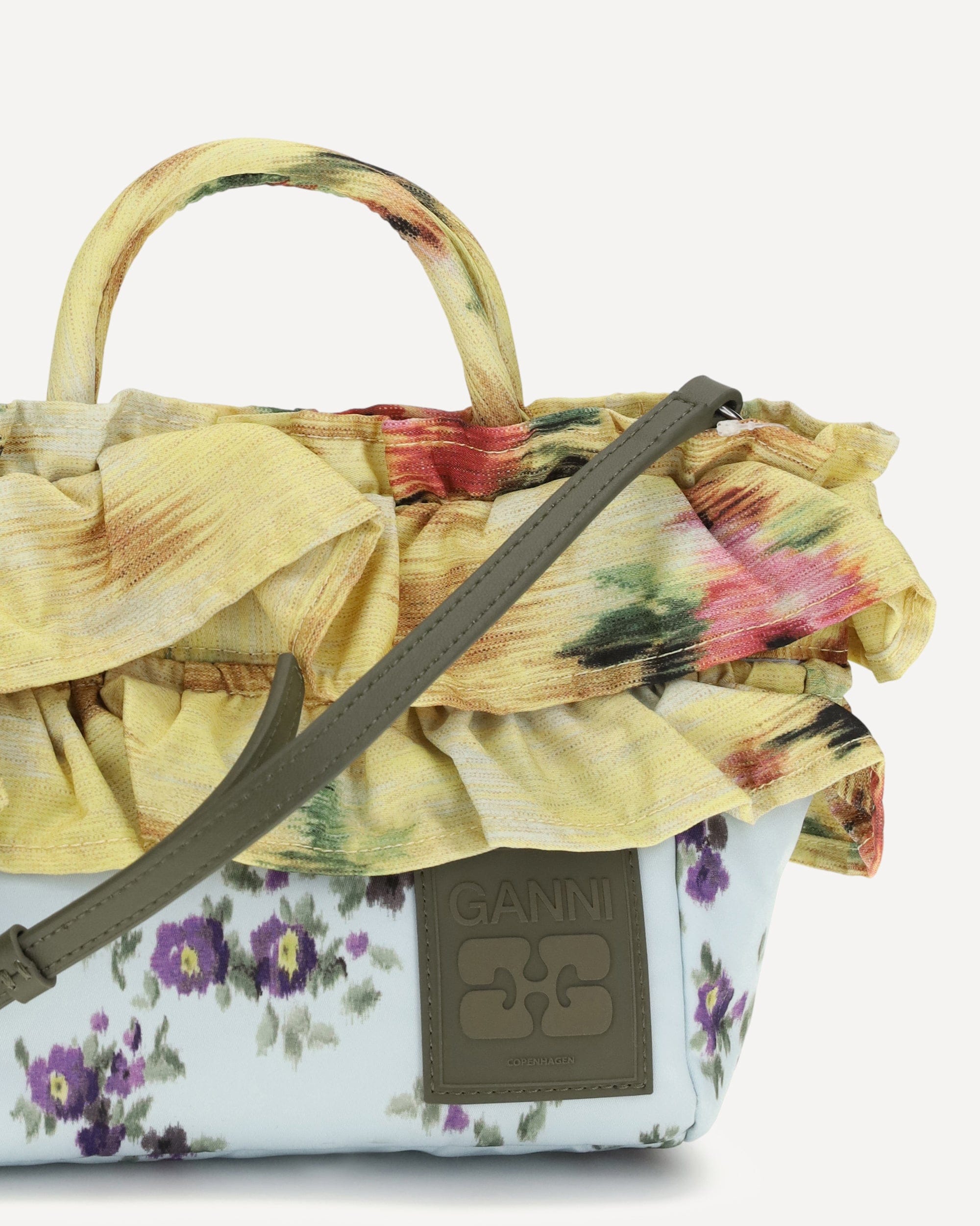 Ganni Mini Ruffle Handbag Floral Print