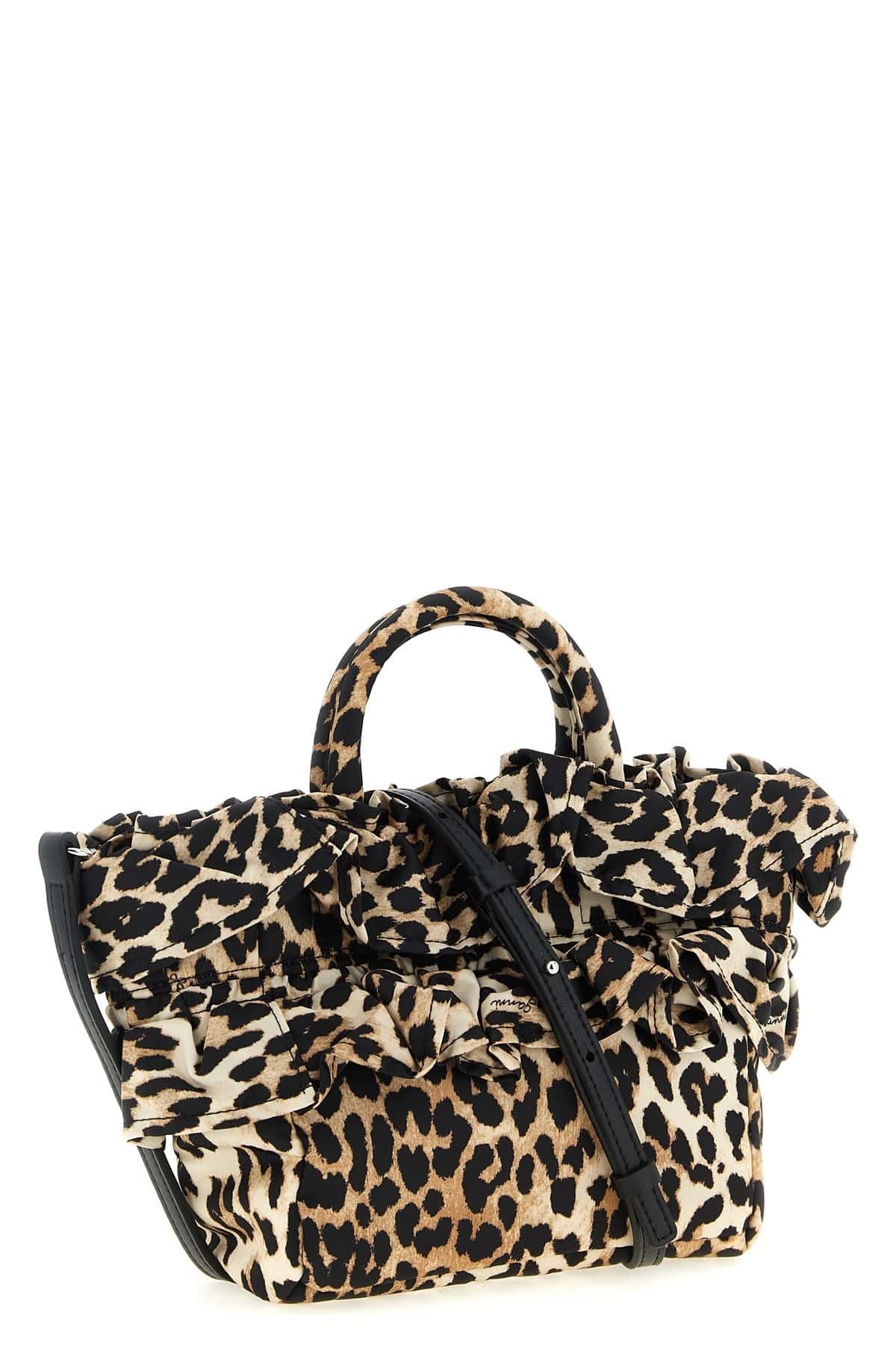 Ganni Ganni Mini Shopper Ruffle Print Handbag