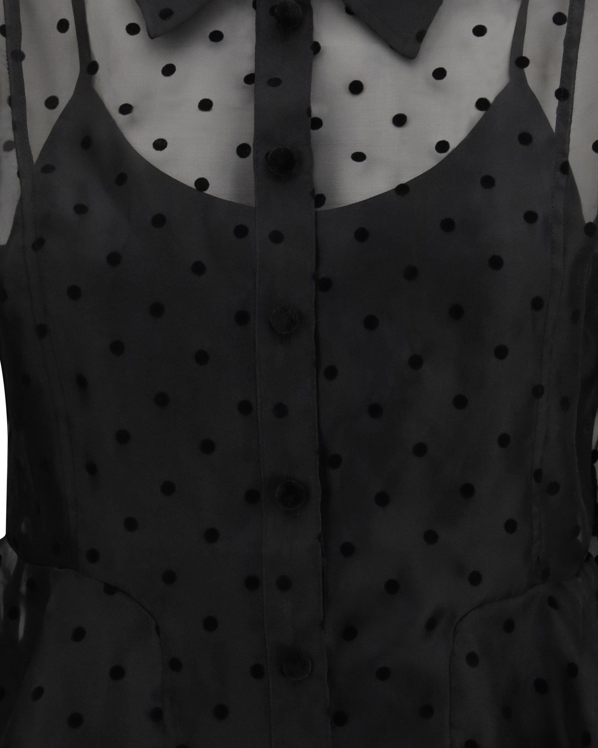 Ganni Polka Dot Organza Peplum Shirt