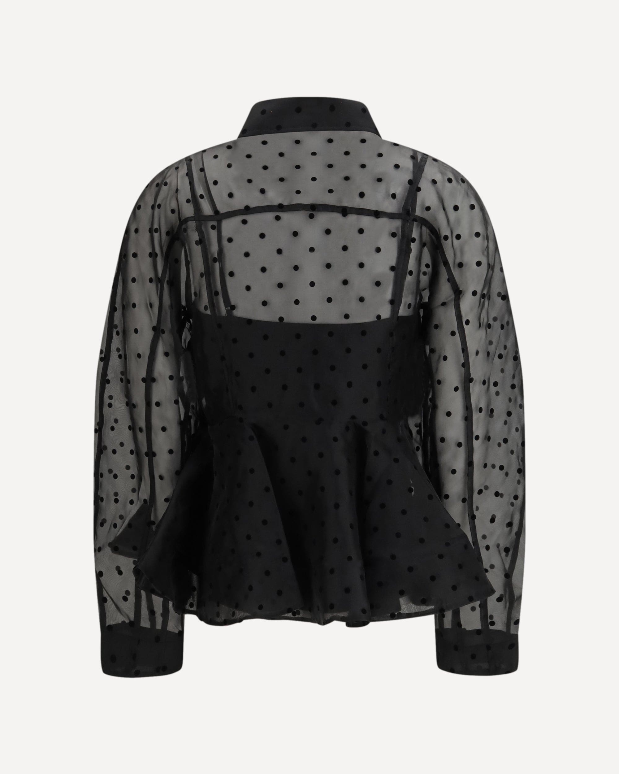 Ganni Polka Dot Organza Peplum Shirt - alternate view
