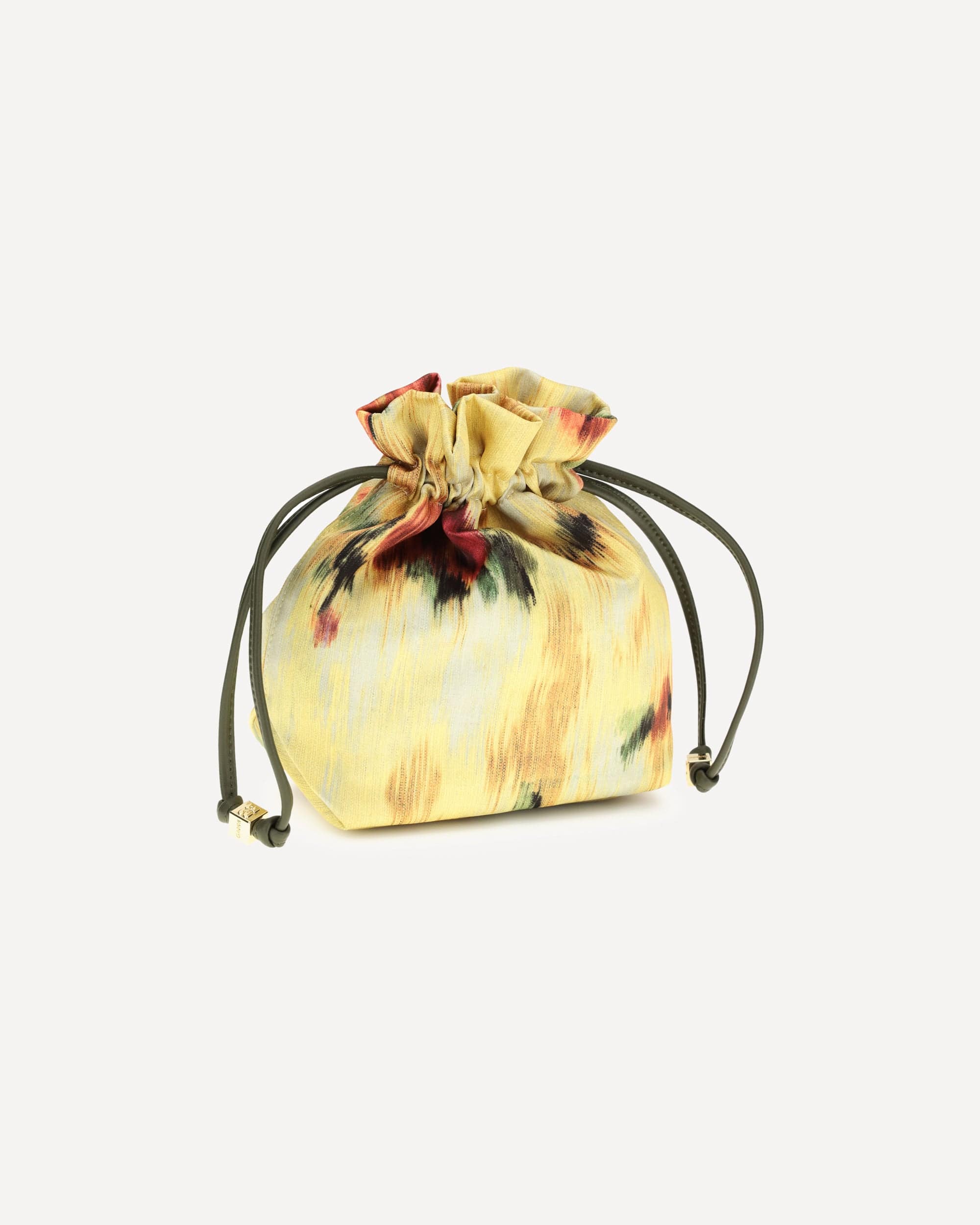 Ganni Printed Taffeta Pouch With Drawstring