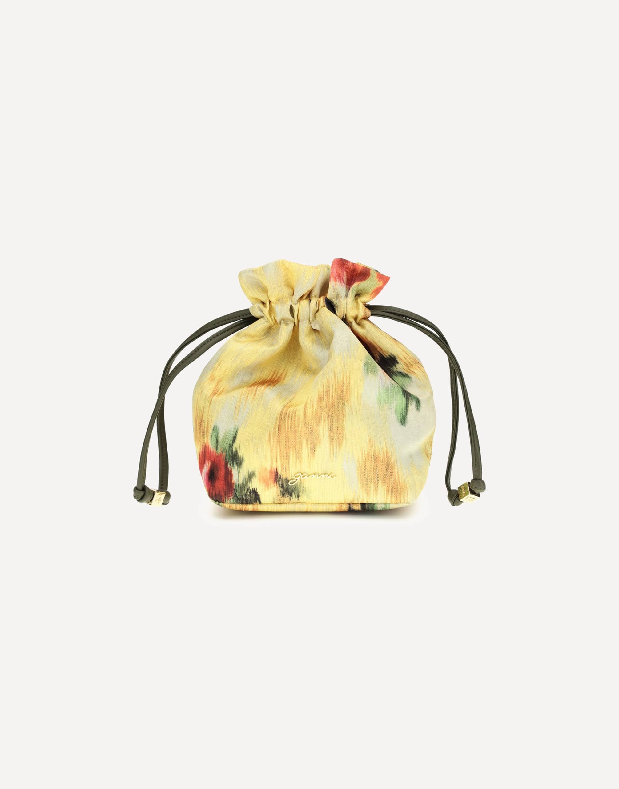 Ganni Printed Taffeta Pouch With Drawstring