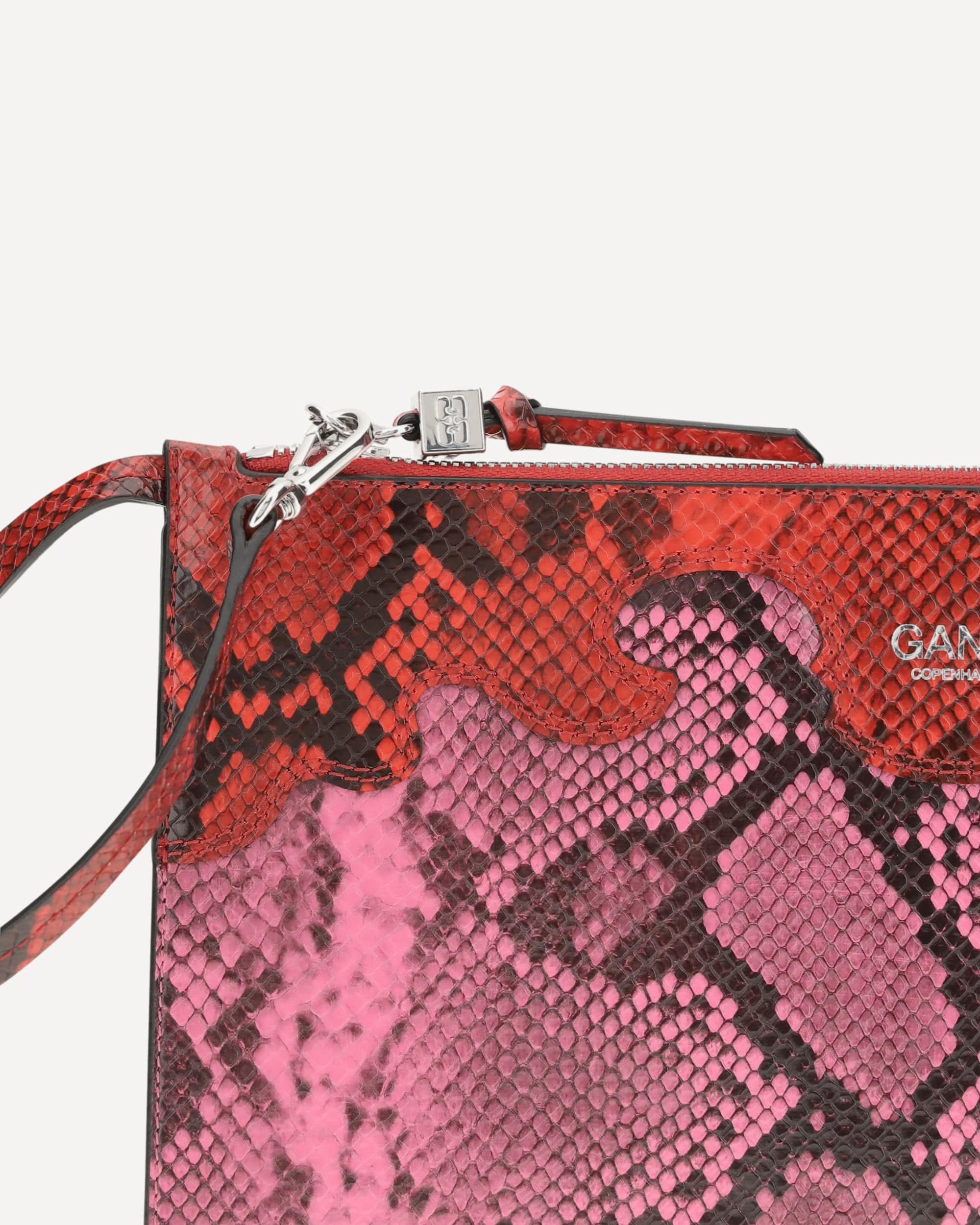 Ganni Python Print Pouch Clutch
