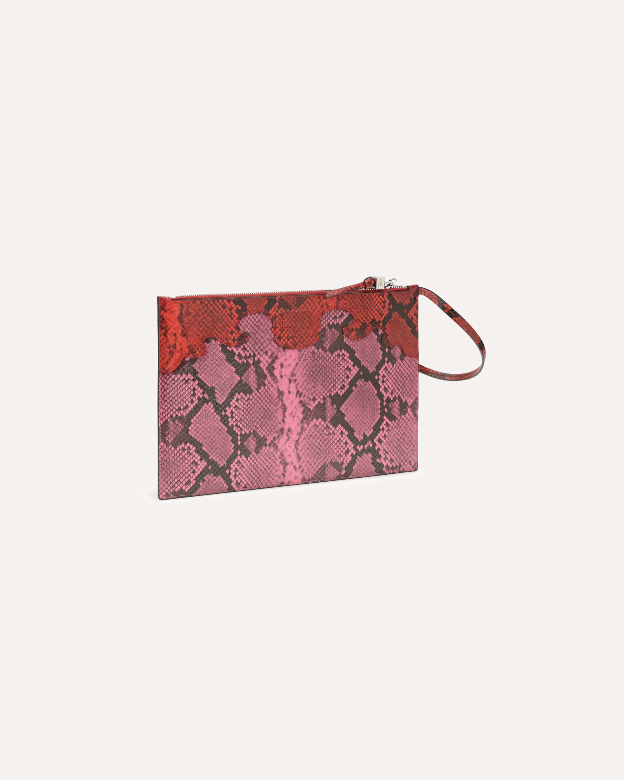 Ganni Python Print Pouch Clutch