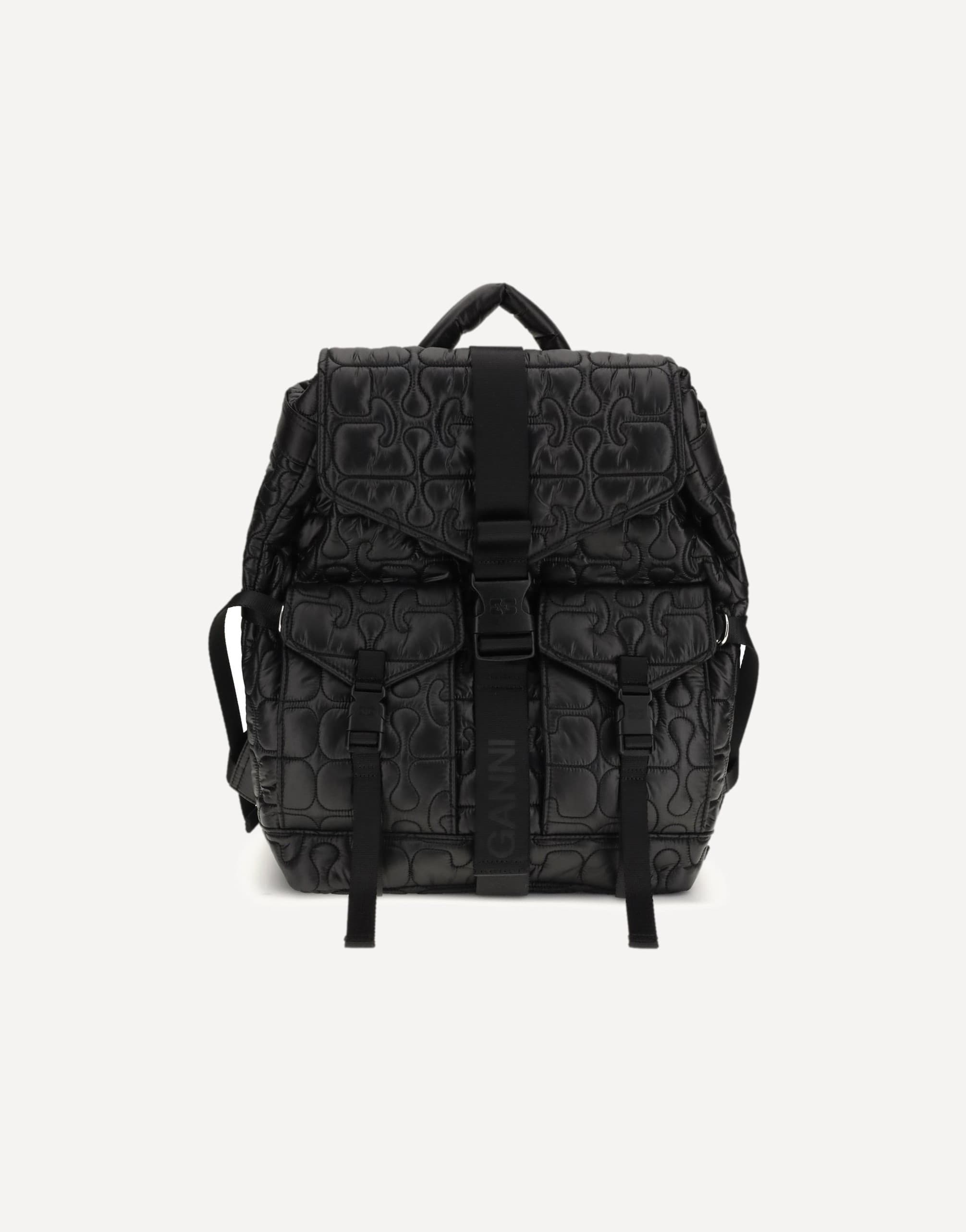 Ganni Quilted Backpack With Drawstring Closure