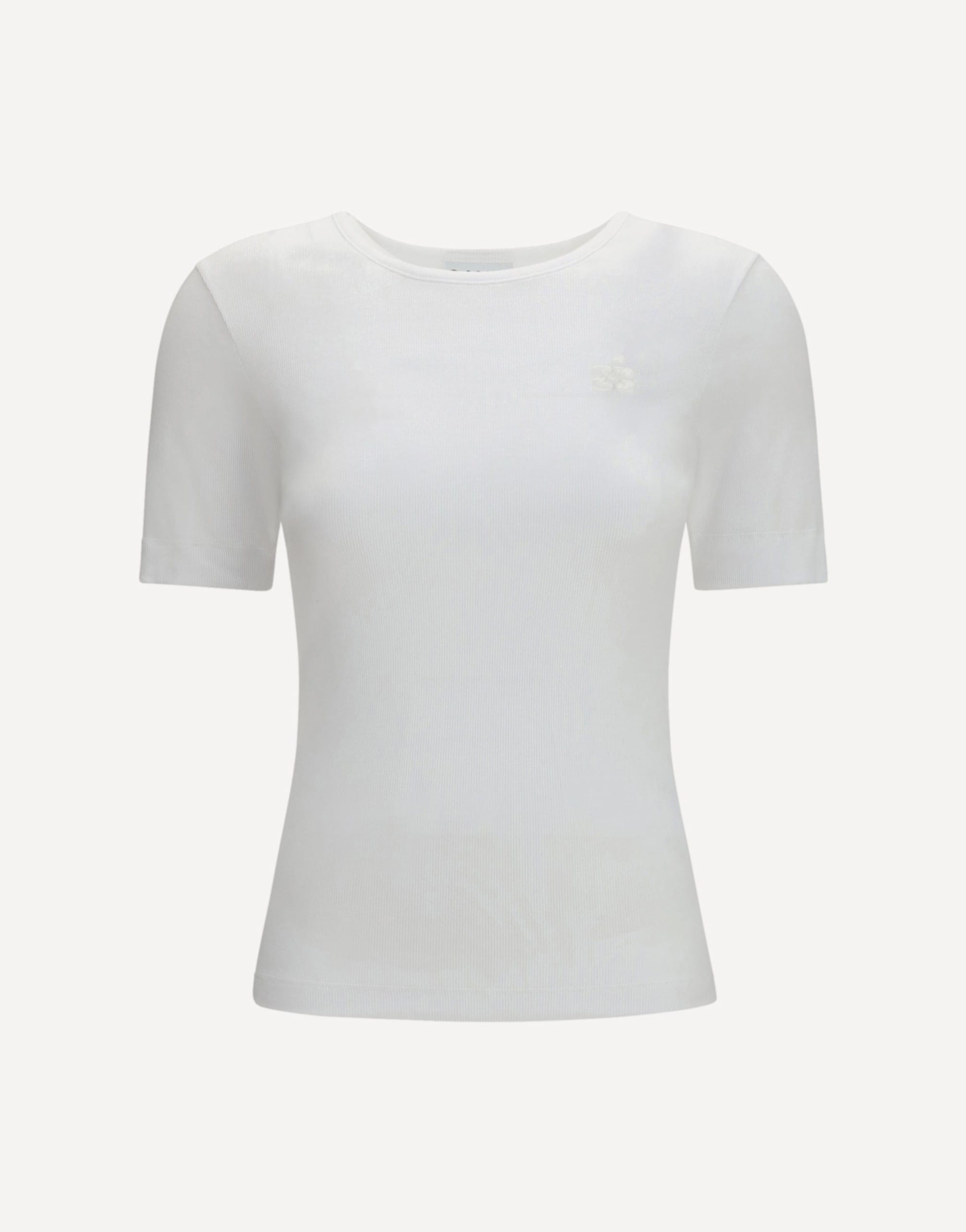 Ganni Ribbed Cotton T-Shirt