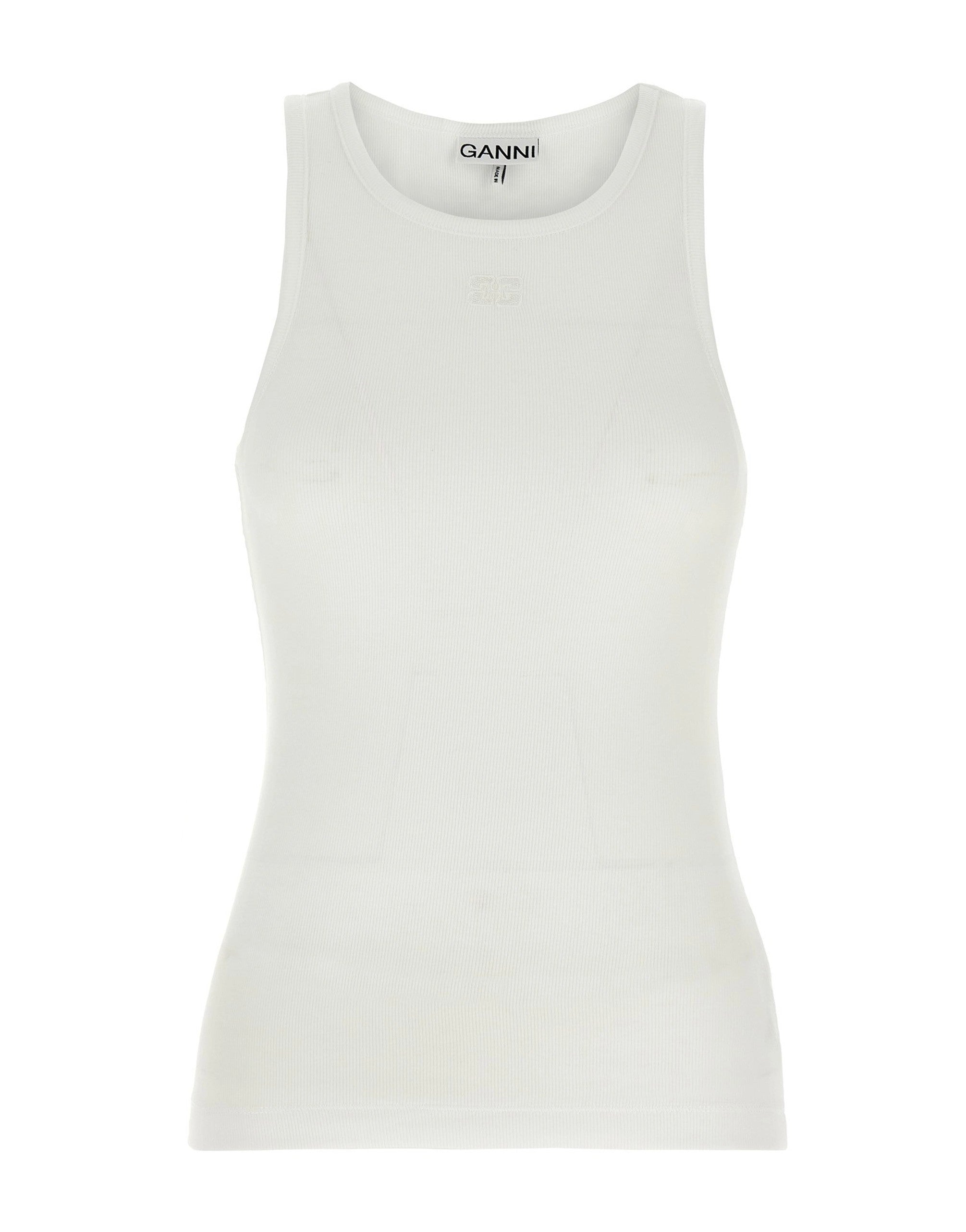 Ganni Ribbed Crew Neck Top