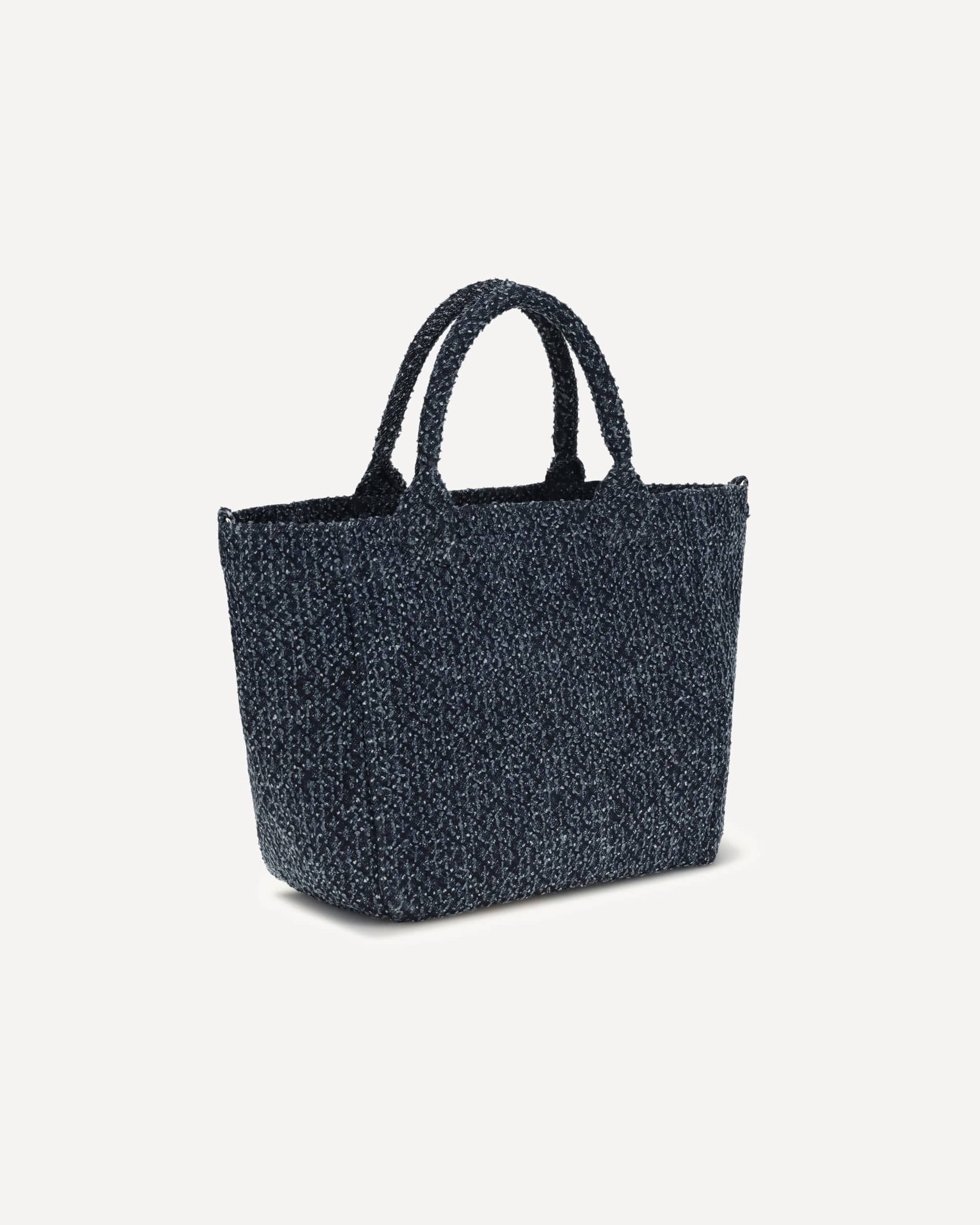 Ganni Small Tweed-Effect Denim Tote Bag