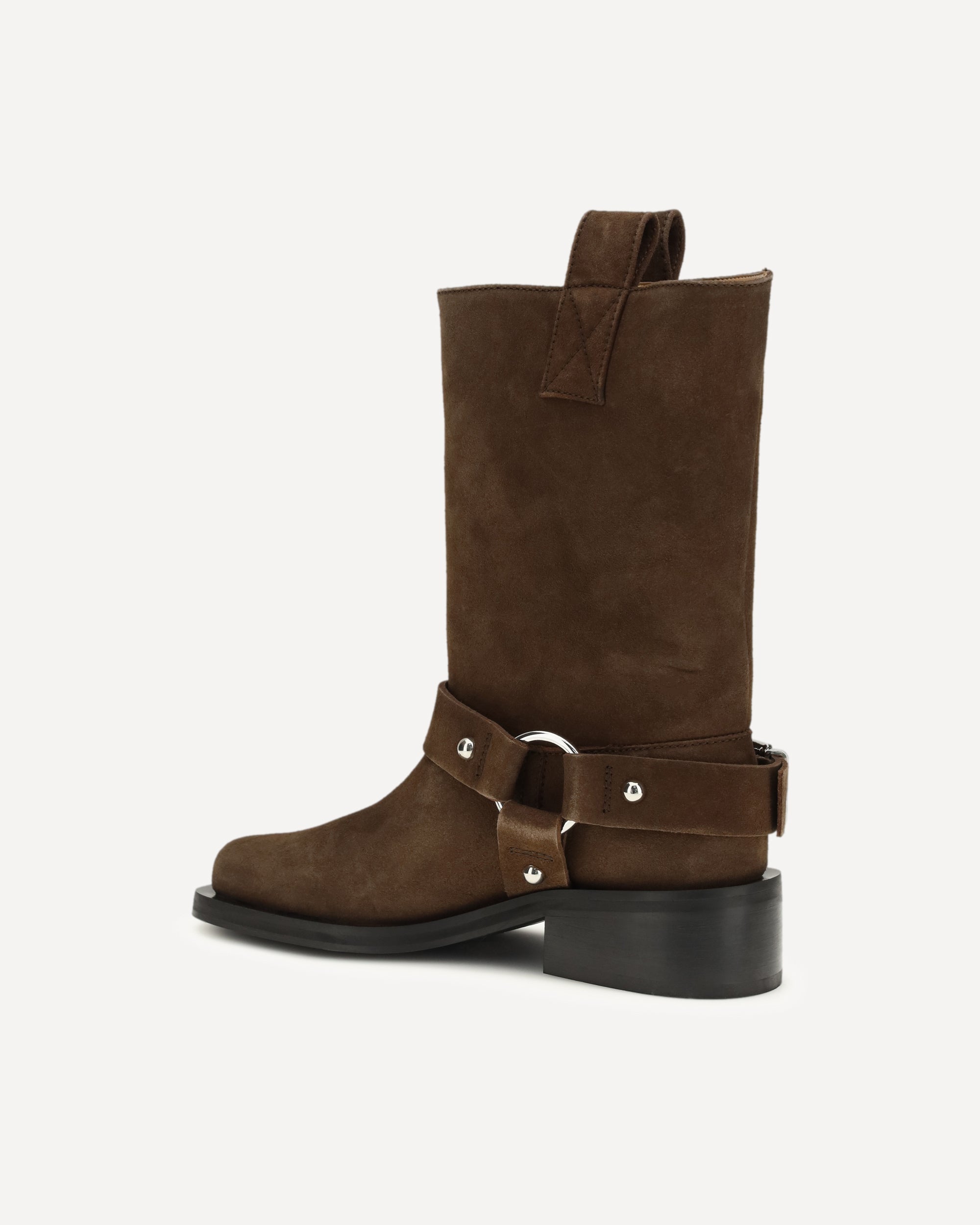 Ganni Suede Biker Boots With Square Toe