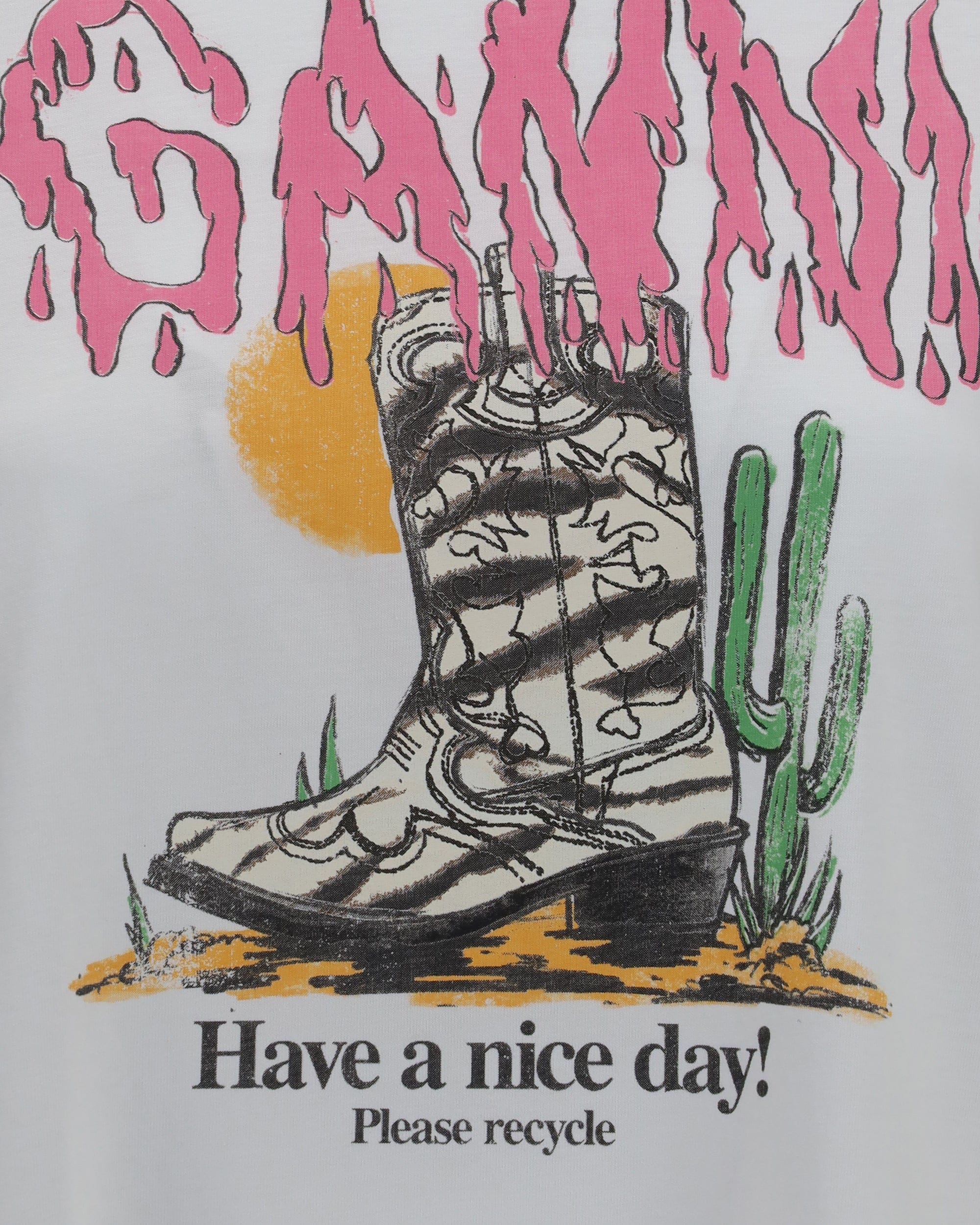 Ganni Ganni Western T-Shirt With Cowboy Boots