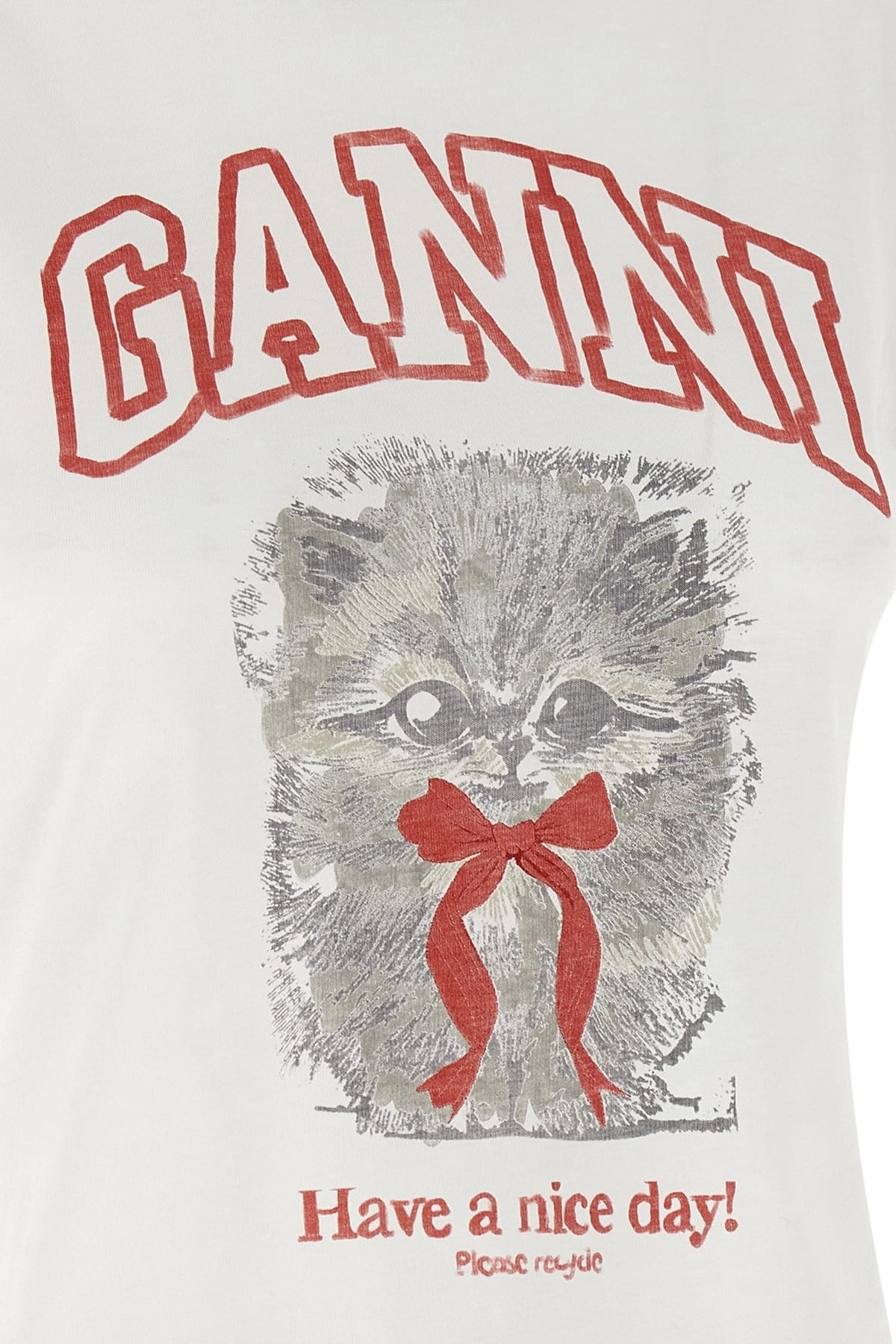 Ganni تي شيرت أبيض بطبعة