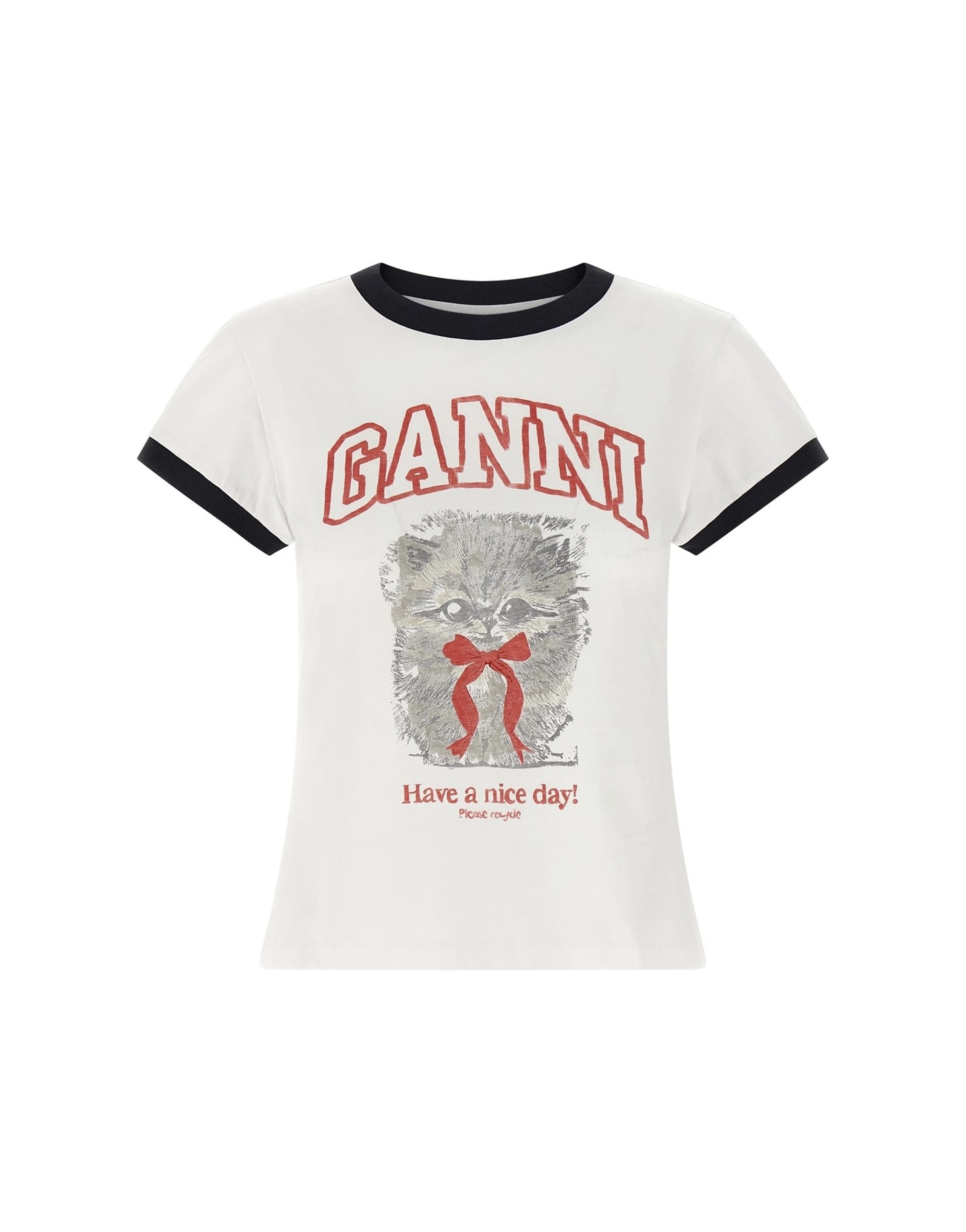 Ganni White Printed T-Shirt