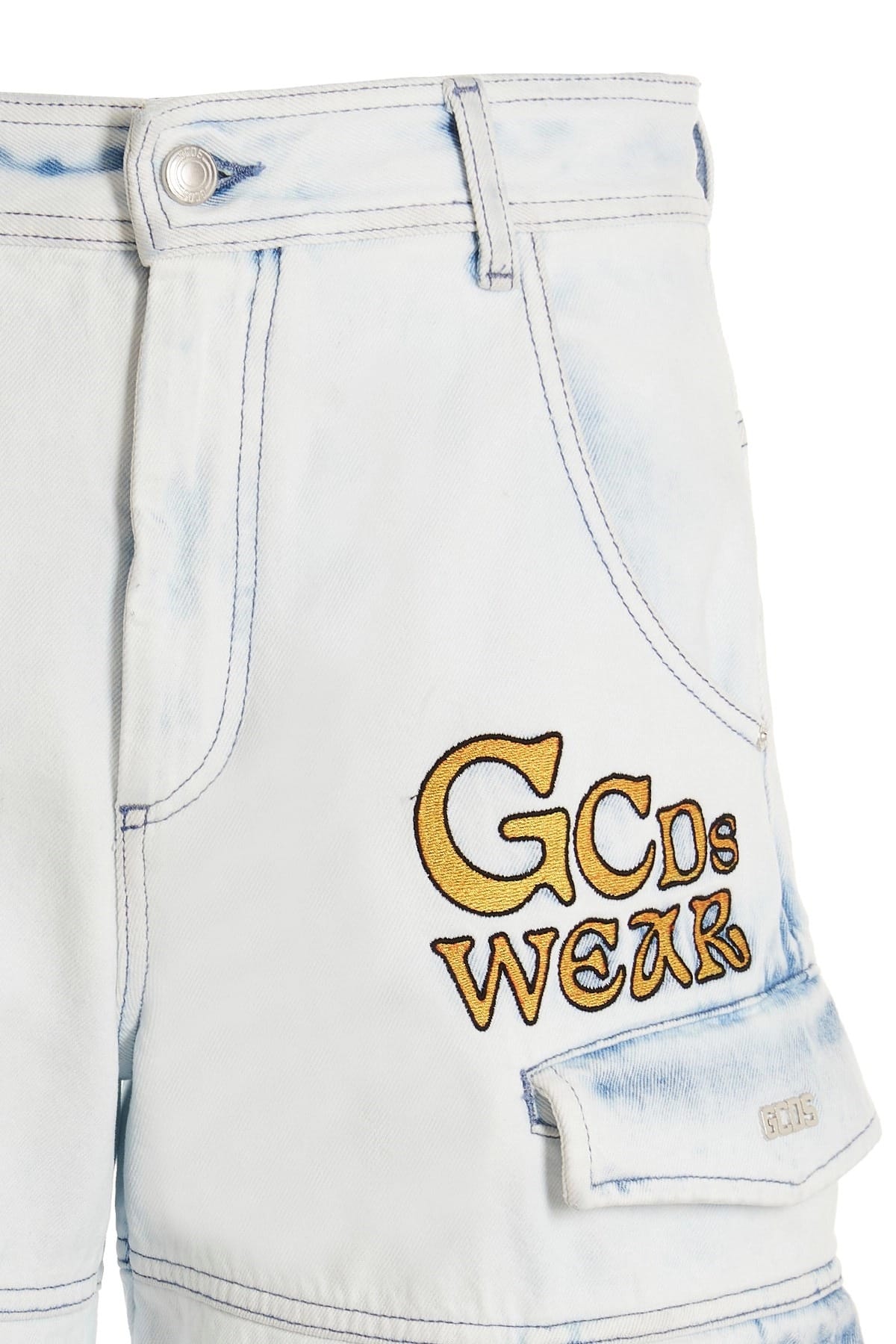 GCDS GCDS Bleached Embroidered Ultracargo Bermuda Shorts