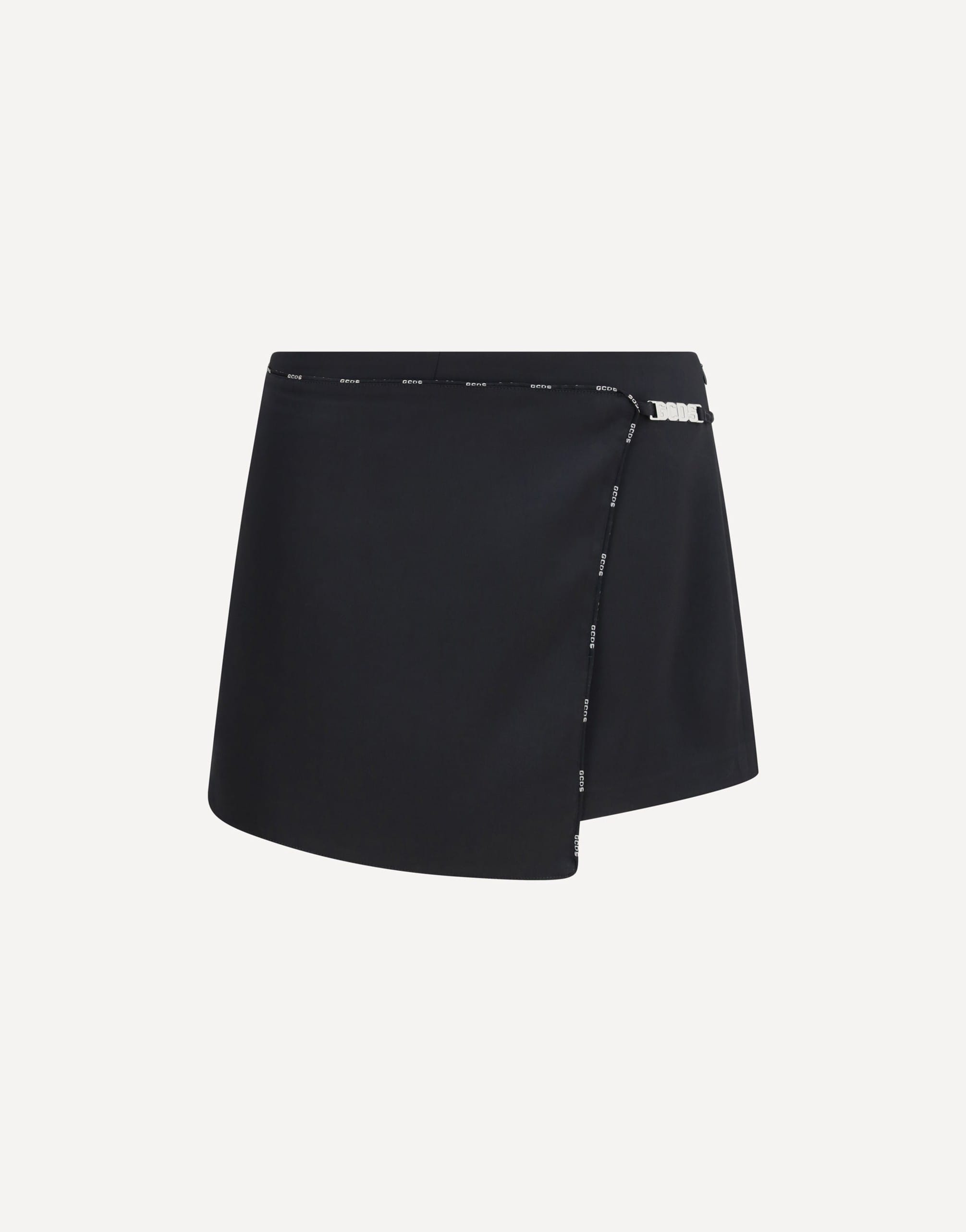GCDS Satin Mini Skirt-Shorts Logo Trim