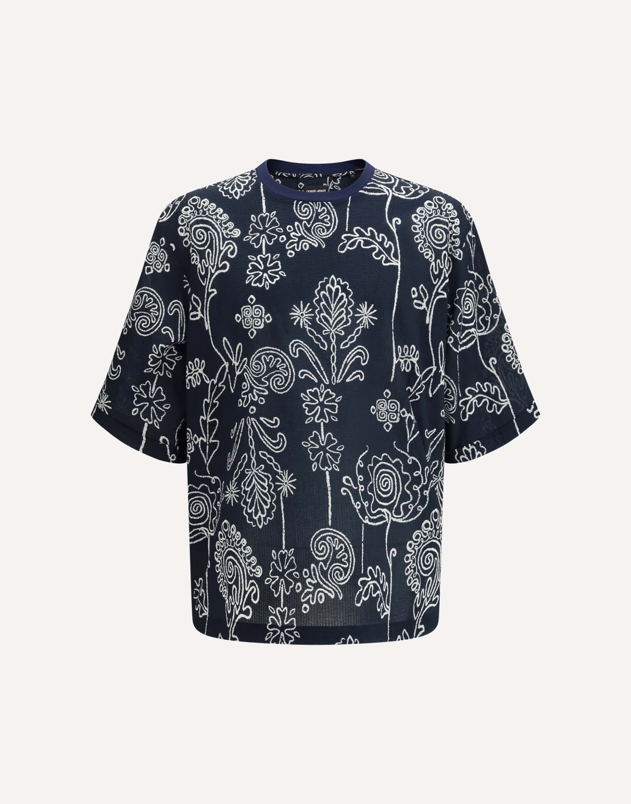 Giorgio Armani Cotton T Shirt With All Over Pattern