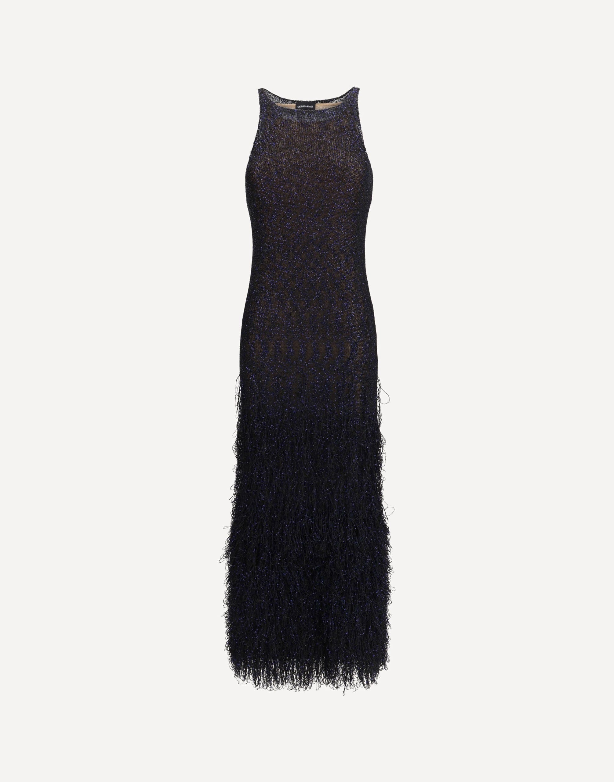 Giorgio Armani Long Sequin-Knit Halterneck Dress