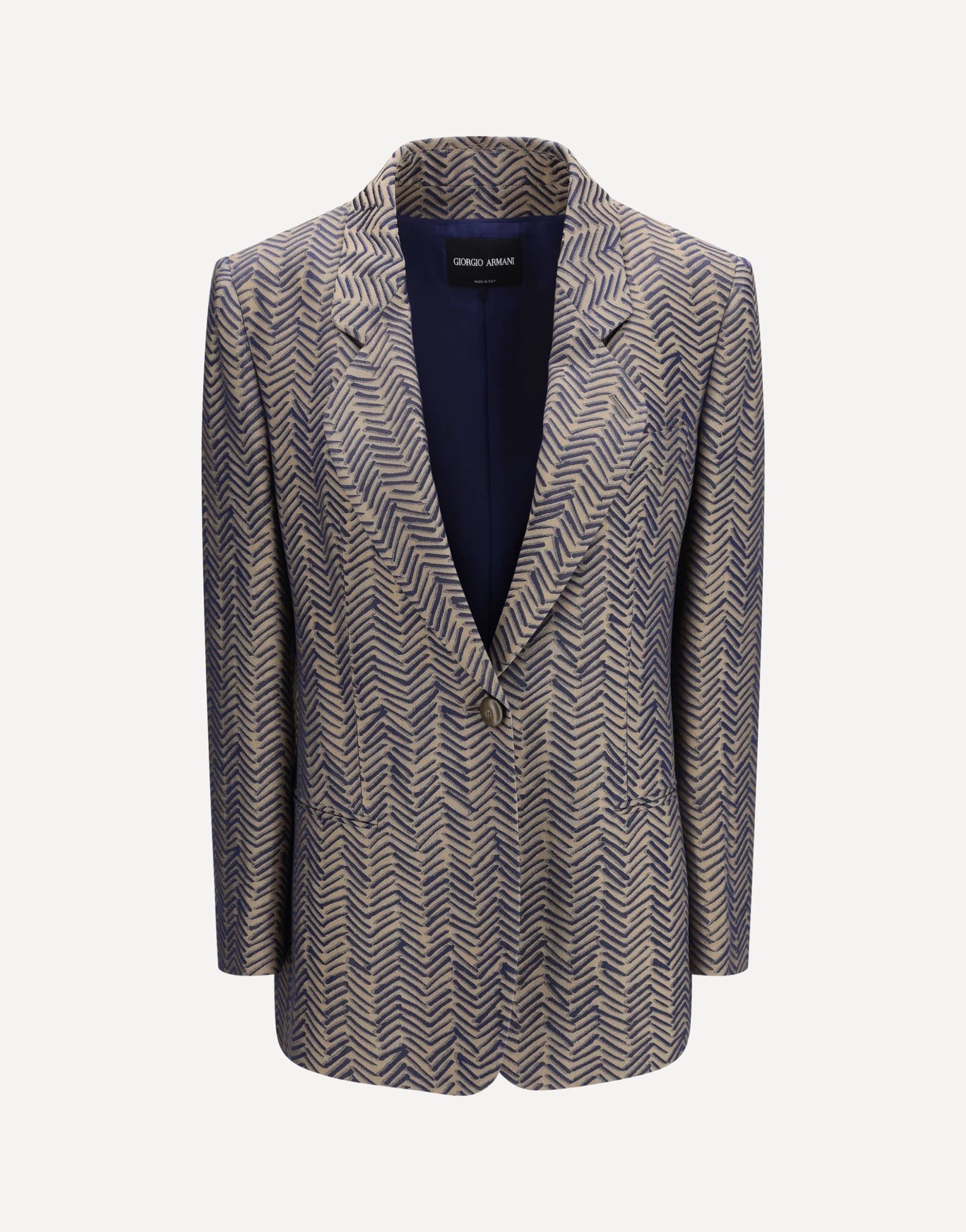 Giorgio Armani Single-Breasted Jacket Cchevron Jacquard Viscose