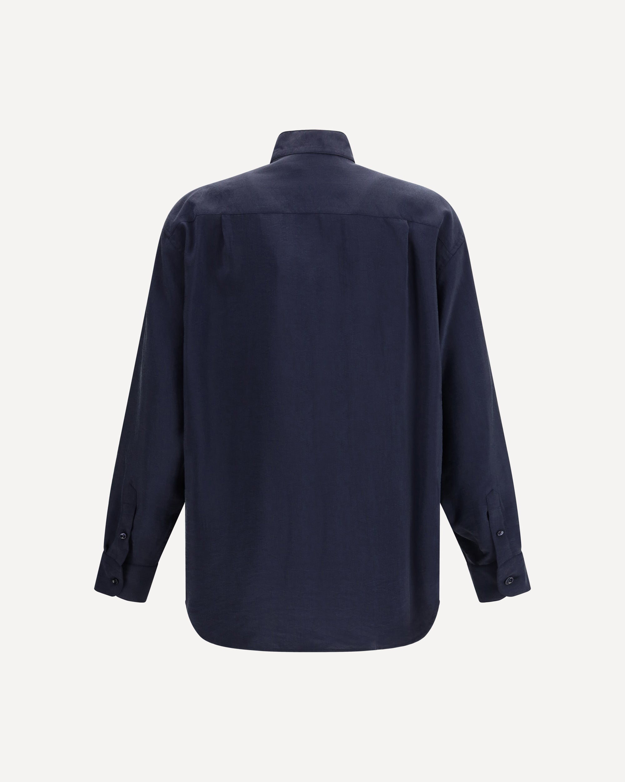 Giorgio Armani Washed Silk Shirt With Band Collar
