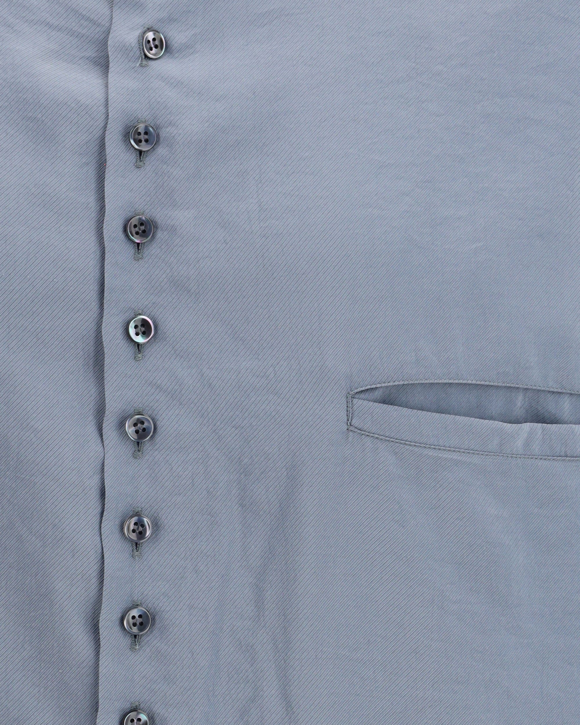 Giorgio Armani Washed Silk Shirt With Band Collar