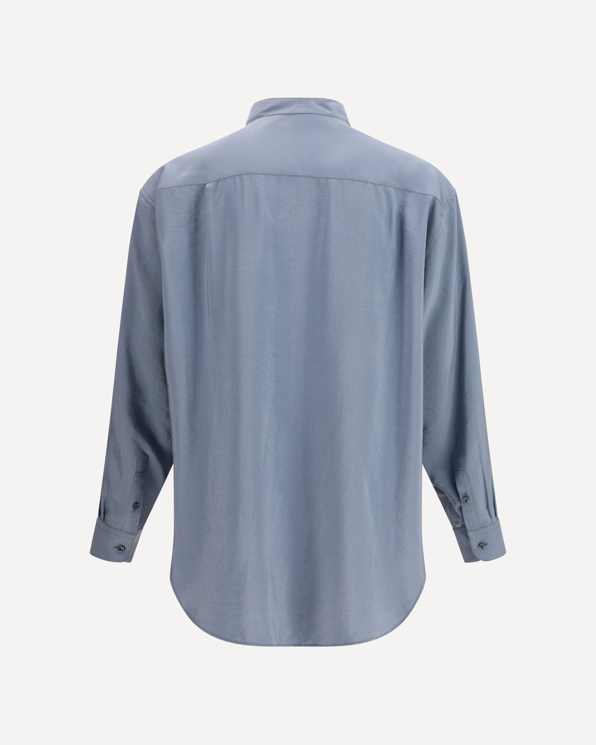 Giorgio Armani Washed Silk Shirt With Band Collar