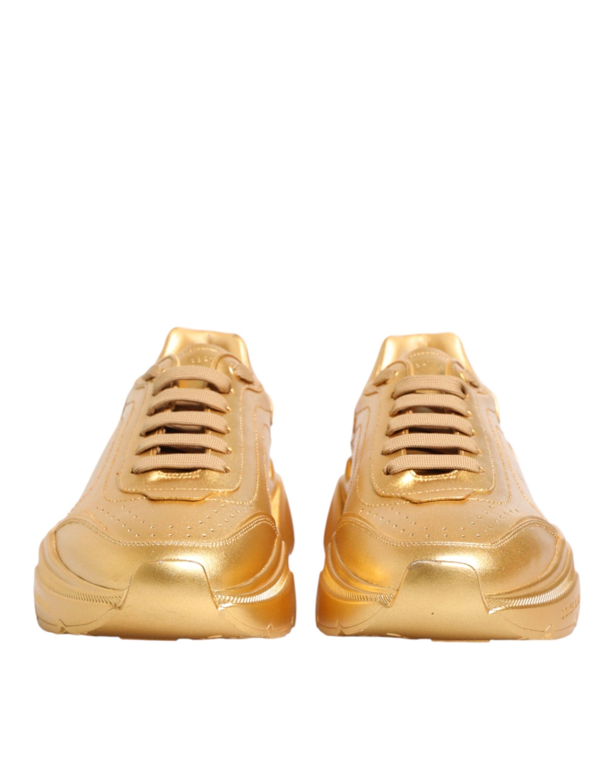 Dolce & Gabbana Zapatillas gruesas de cuero dorado Daymaster