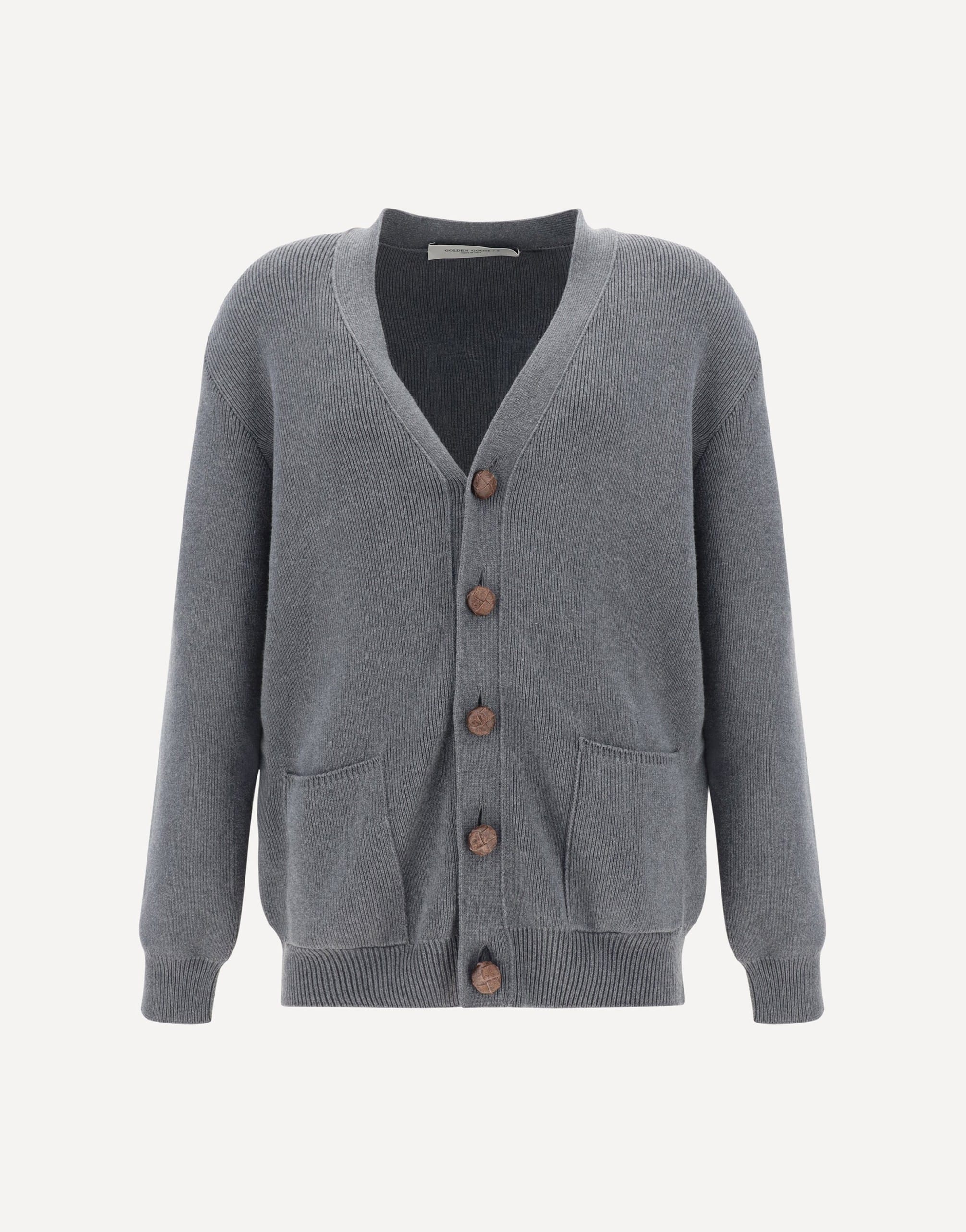 Golden Goose Cotton Cardigan With Monogram Back