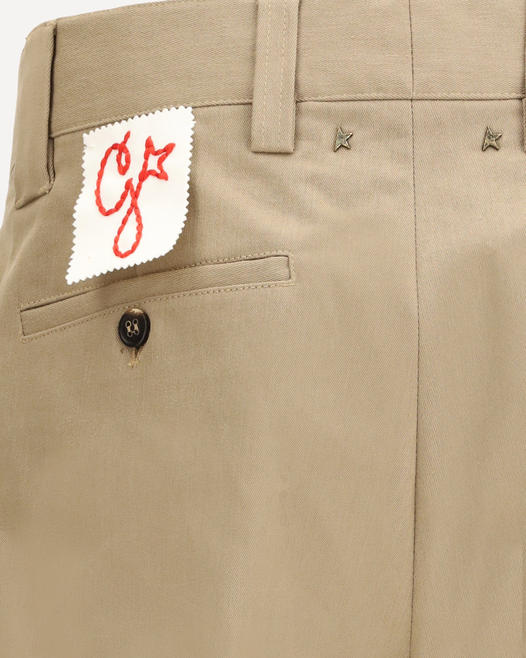 Golden Goose Khaki Beige Straight-Leg Chino Trousers