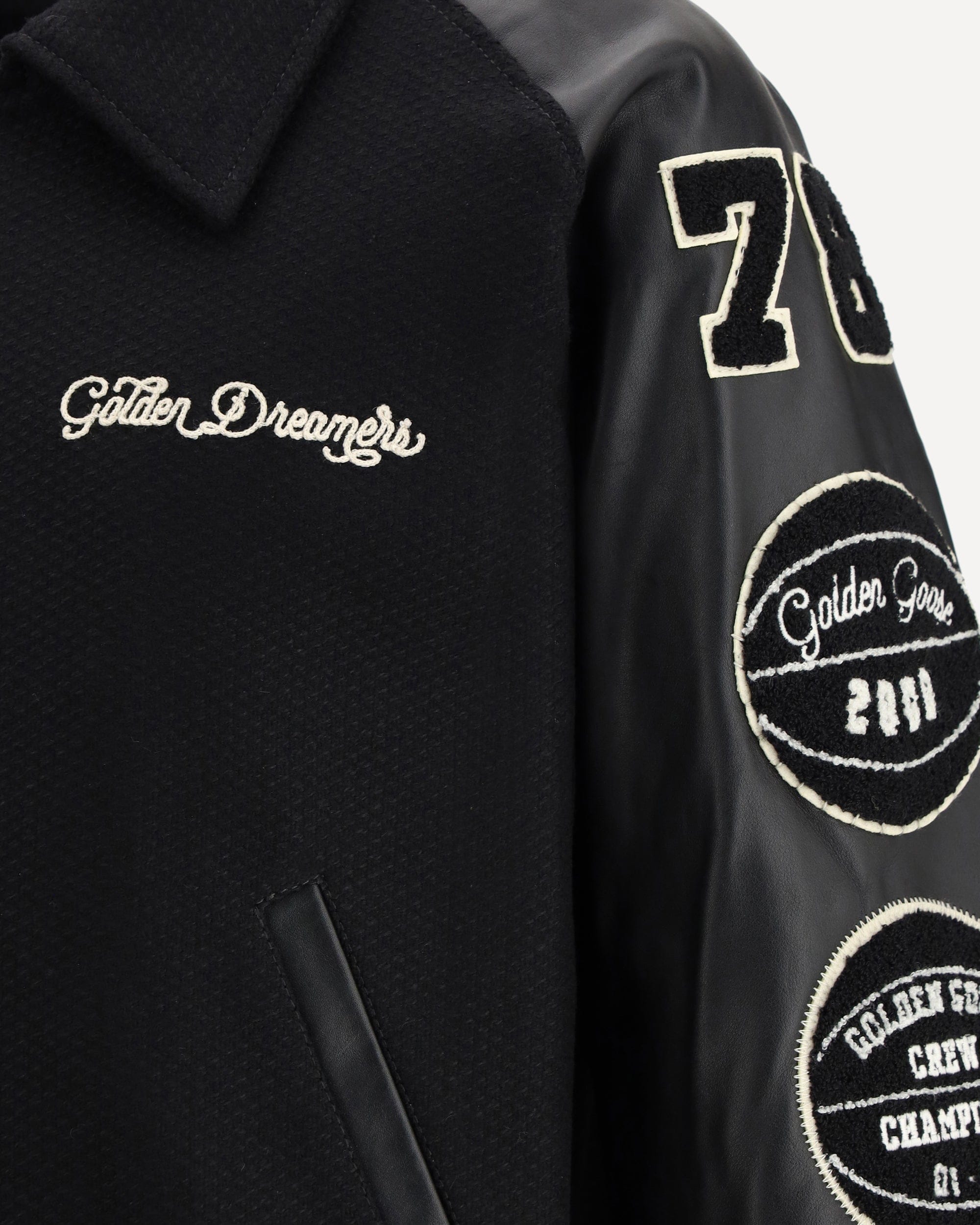 Golden Goose Wool Bomber Jacket With Leather Sleeves