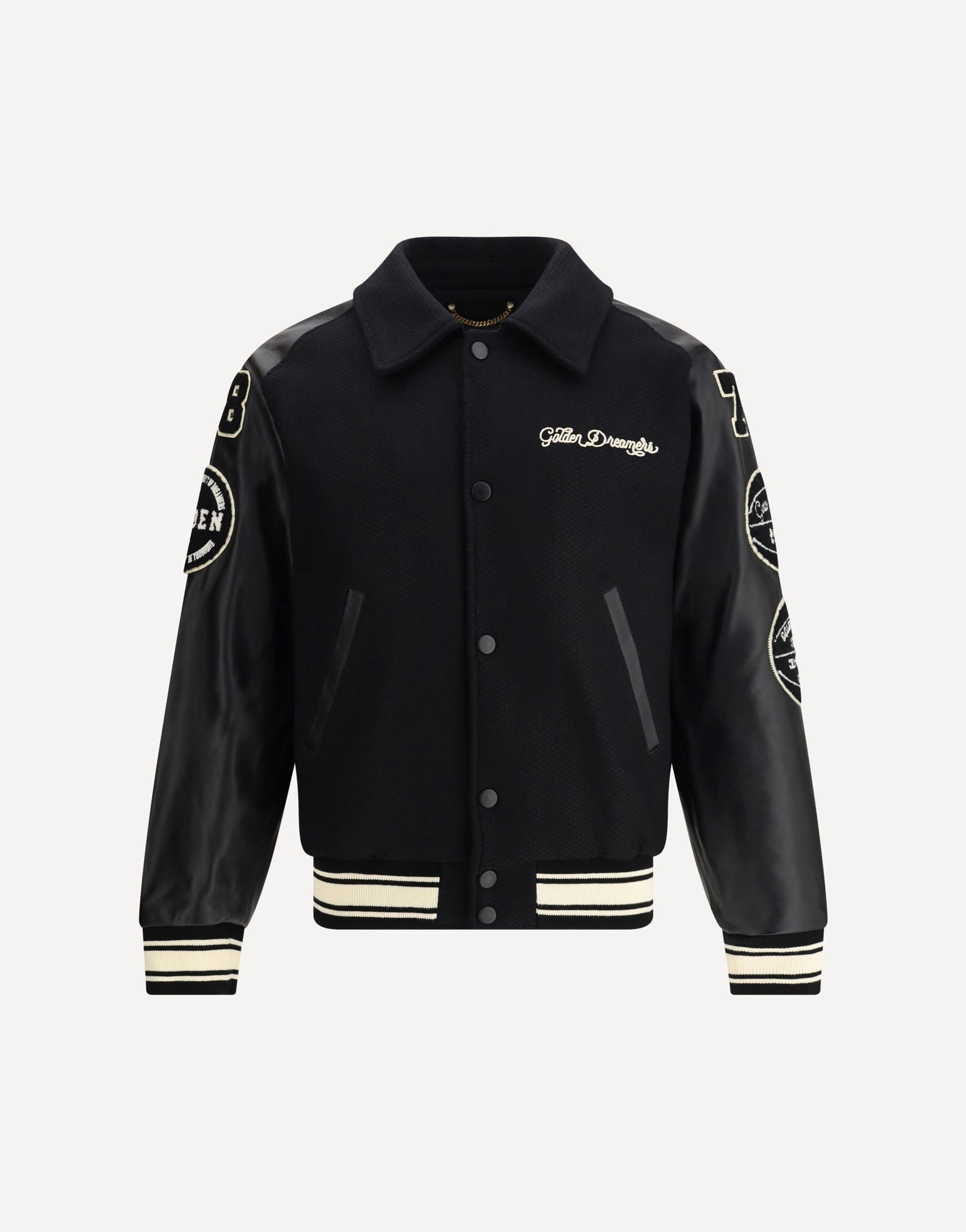 Golden Goose Wool Bomber Jacket With Leather Sleeves
