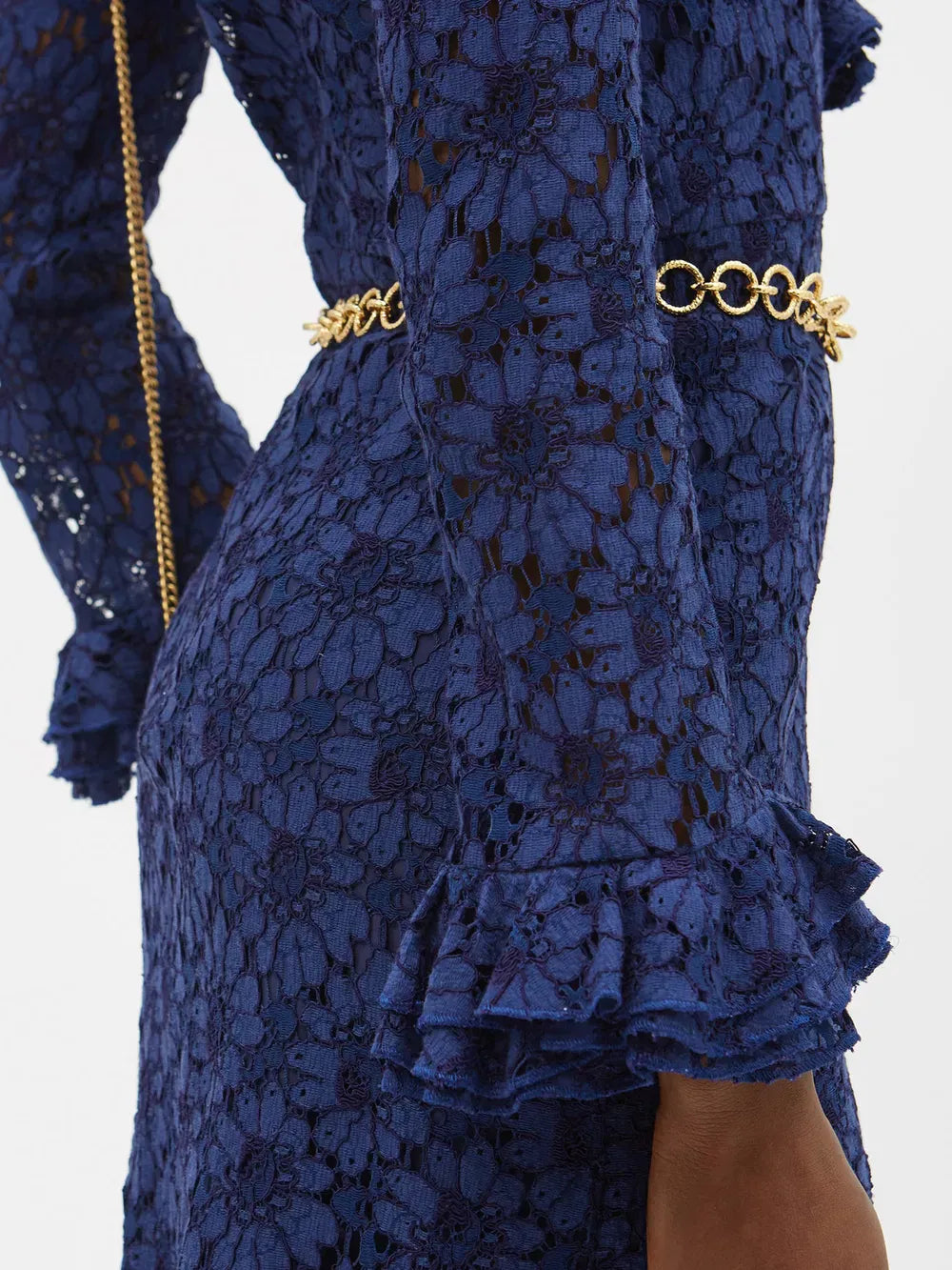 Gucci Belted Floral-Lace Mini Dress