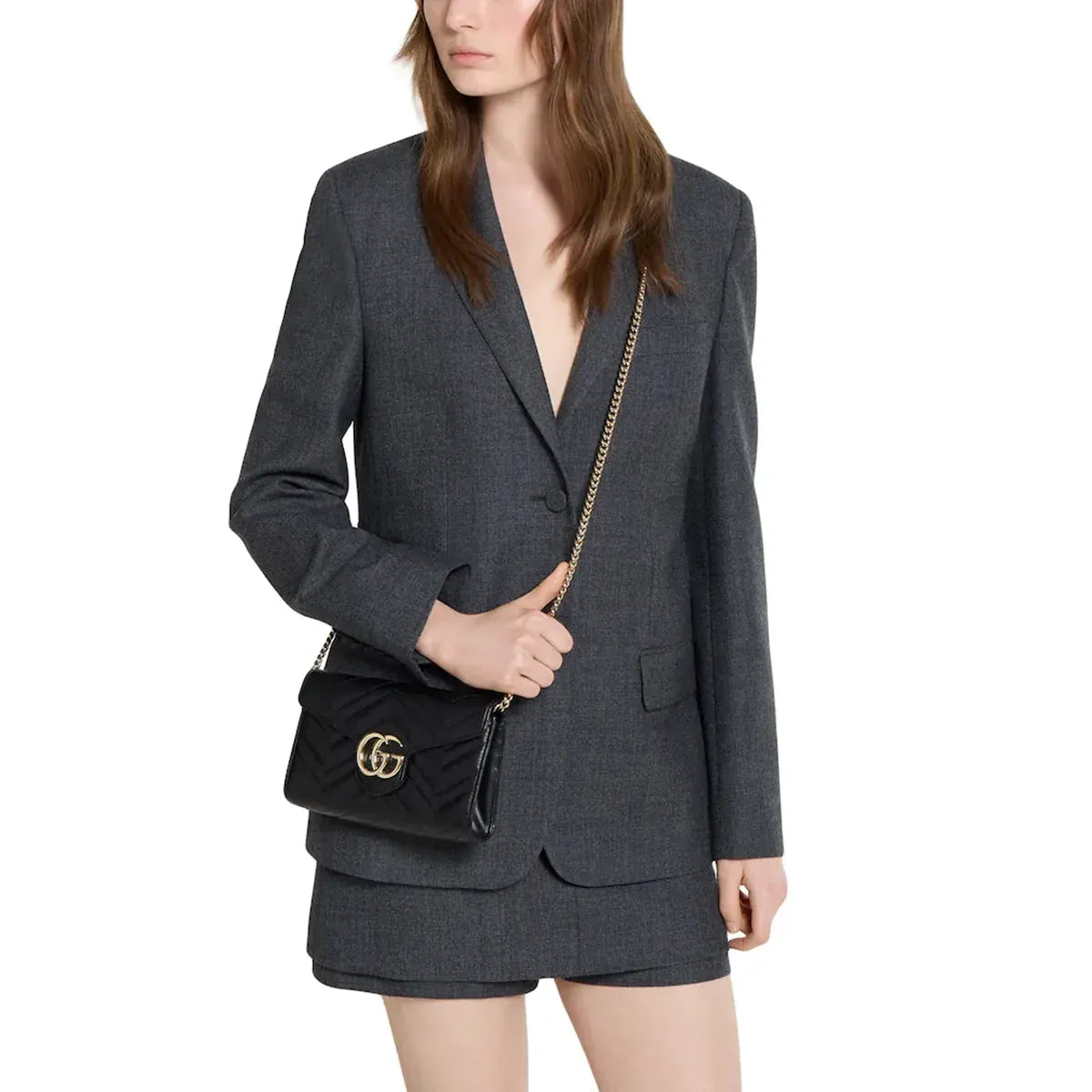 Gucci Black GG Marmont Chain Wallet