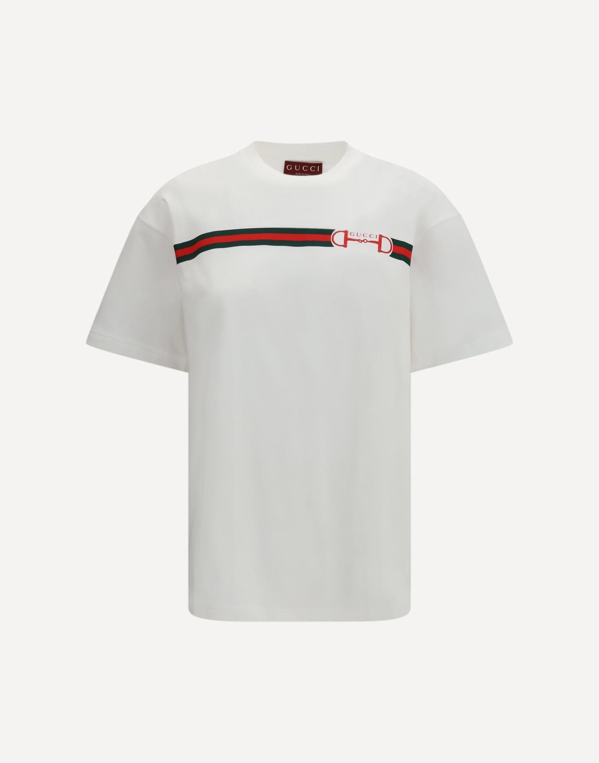 Gucci Cotton T-Shirt With Nastro Web Chest Print