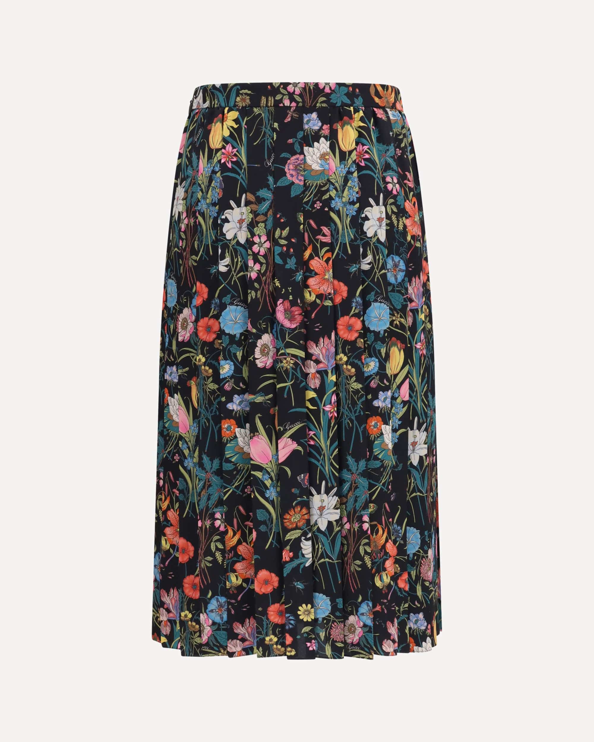 Gucci Gucci Flora Printed Silk Midi Skirt