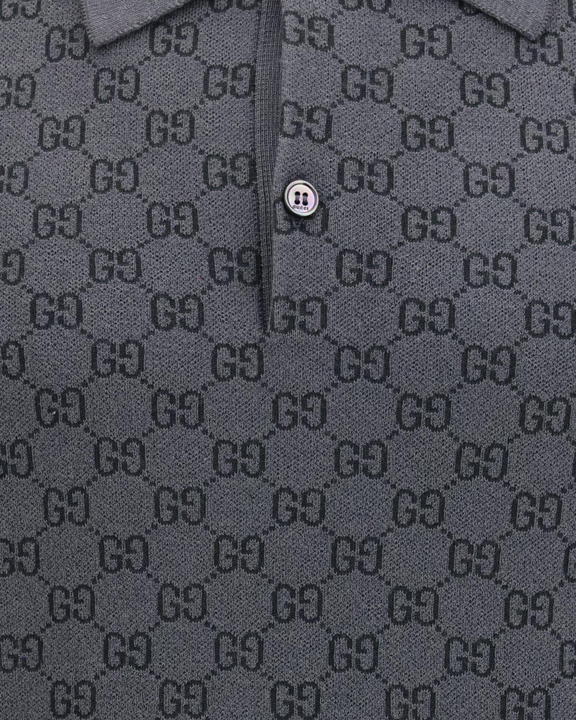 Gucci Gucci Gg Jacquard Wool Silk Polo Shirt