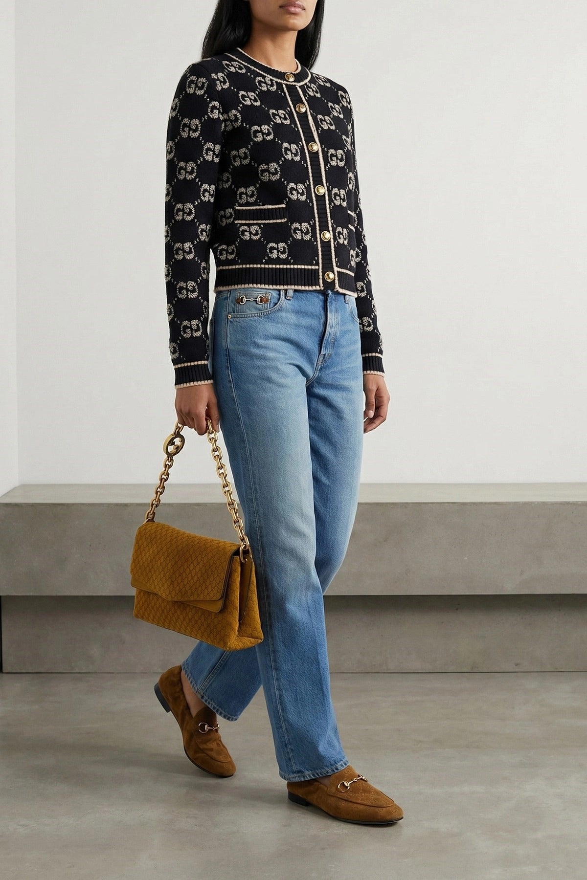 Gucci GG Medium Suede Shoulder Bag