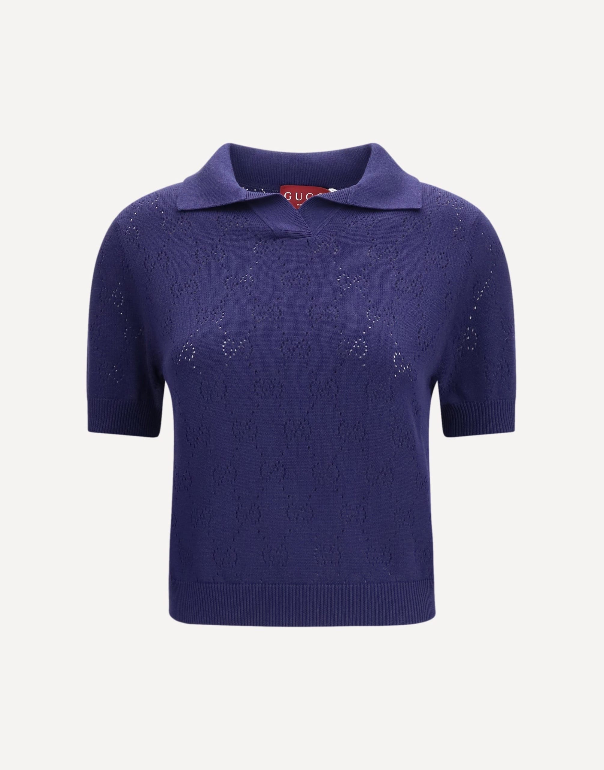 Gucci Gg Pointelle Cotton Silk Polo Shirt