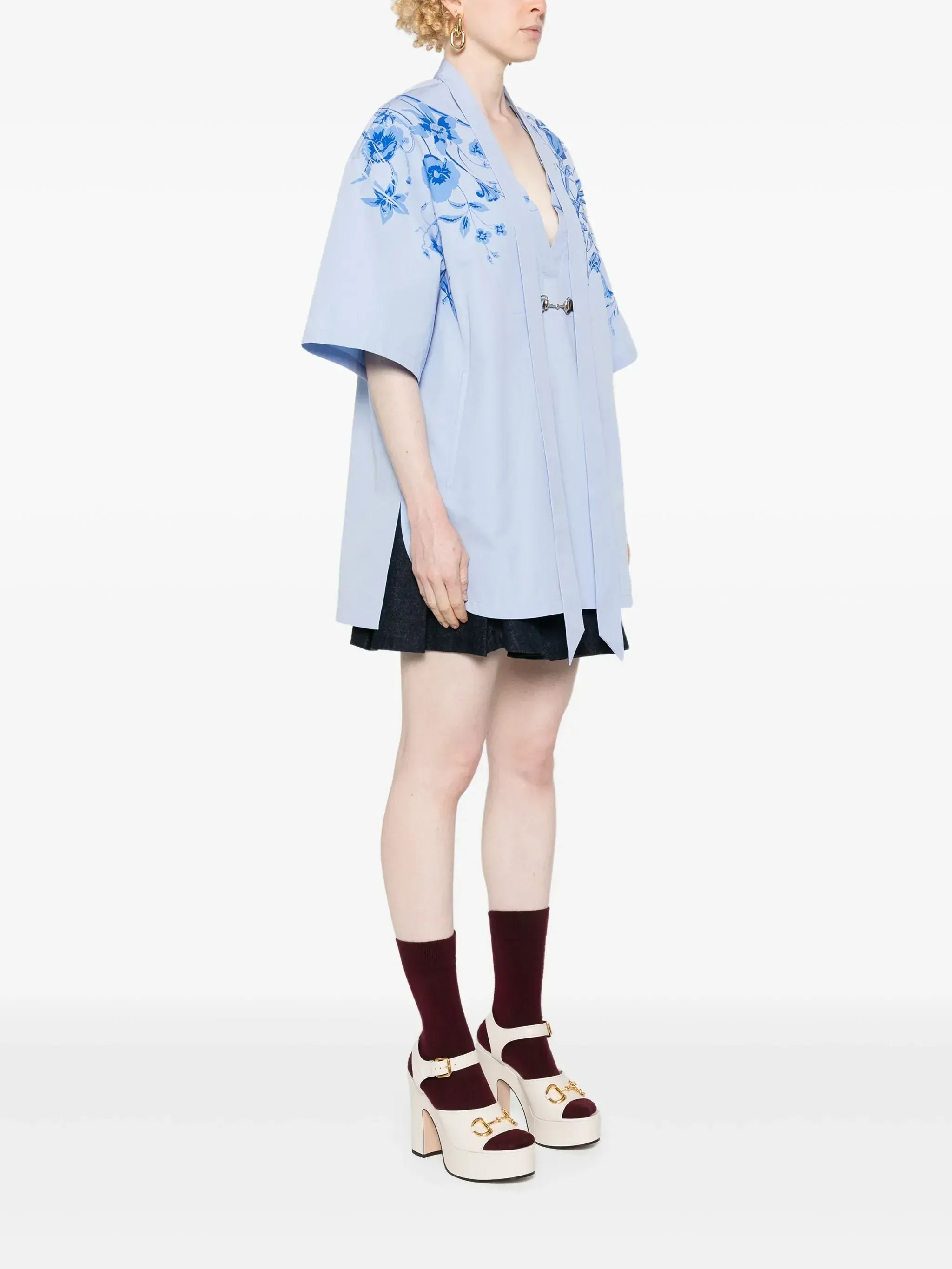 Gucci Horsebit-Detail Poplin Kimono Shirt