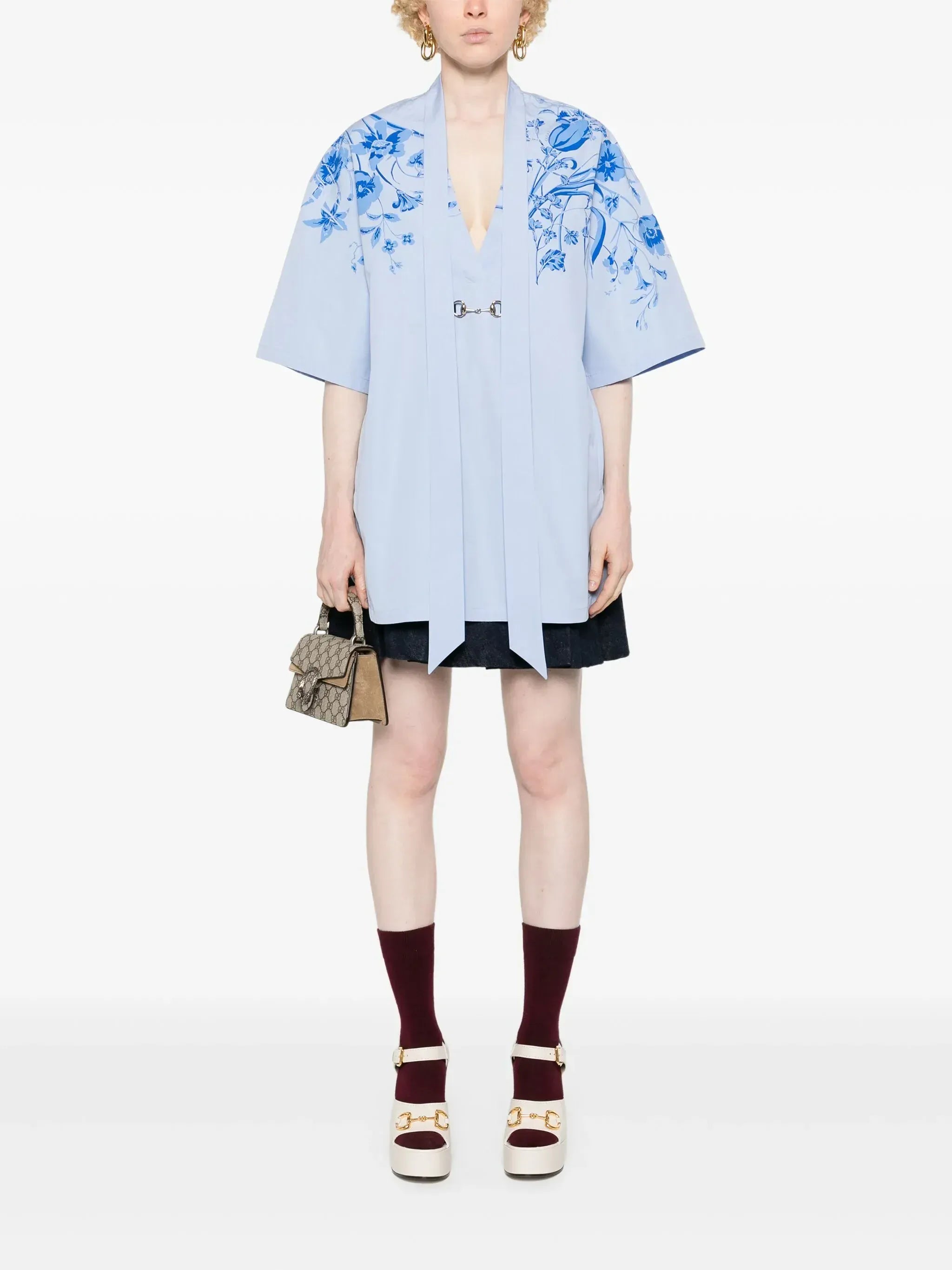 Gucci Horsebit-Detail Poplin Kimono Shirt