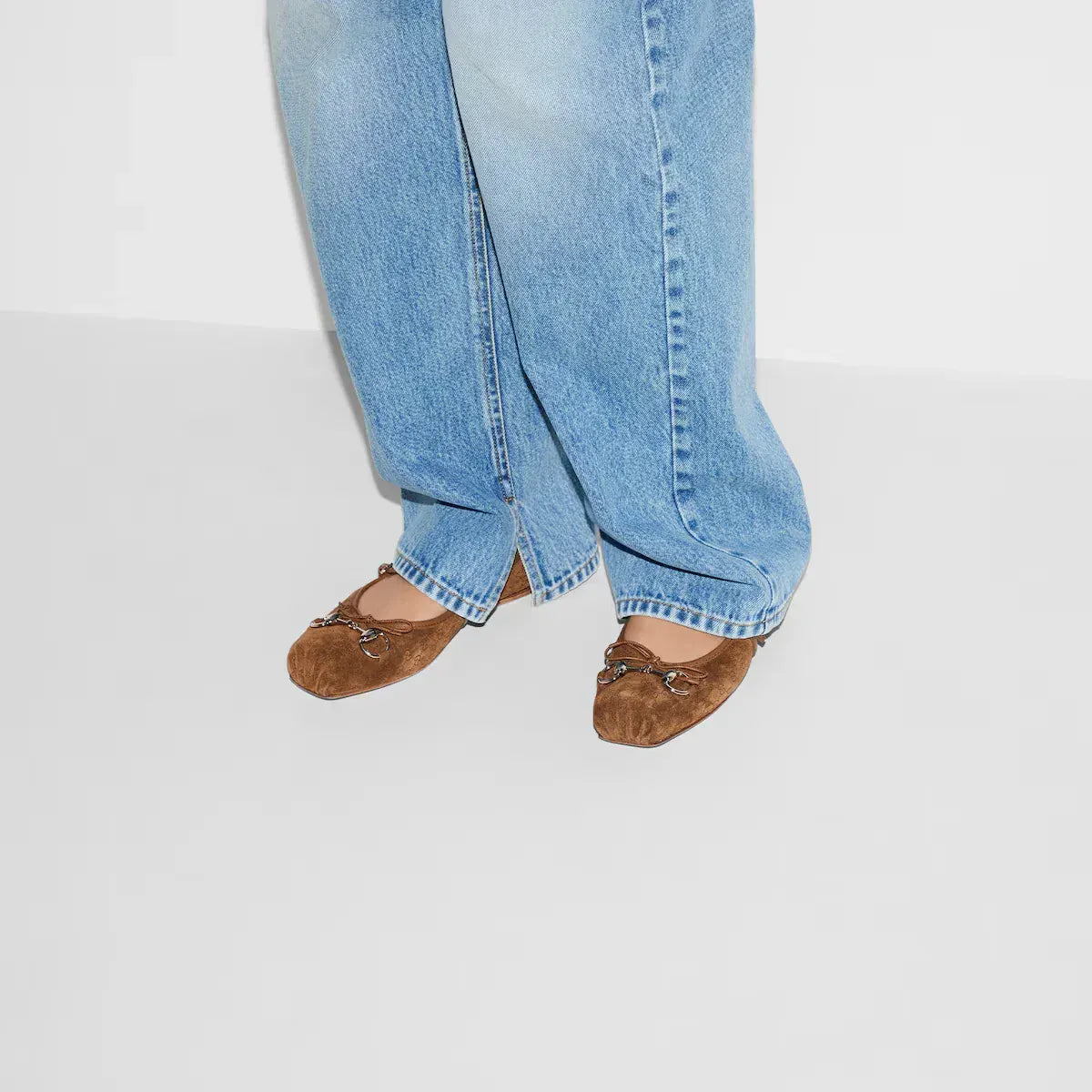 Gucci Horsebit-Detailed Suede Ballet Flats