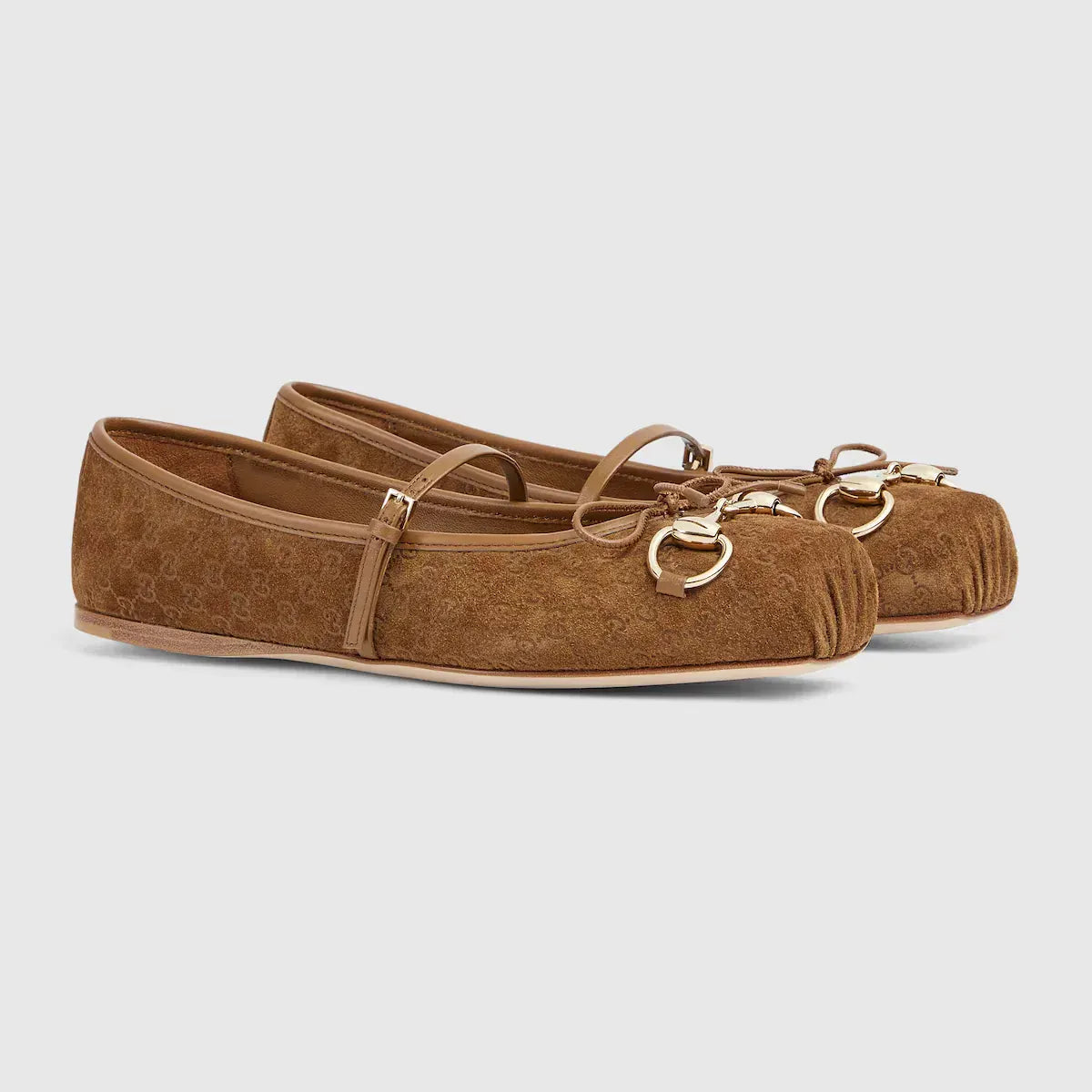 Gucci Horsebit-Detailed Suede Ballet Flats