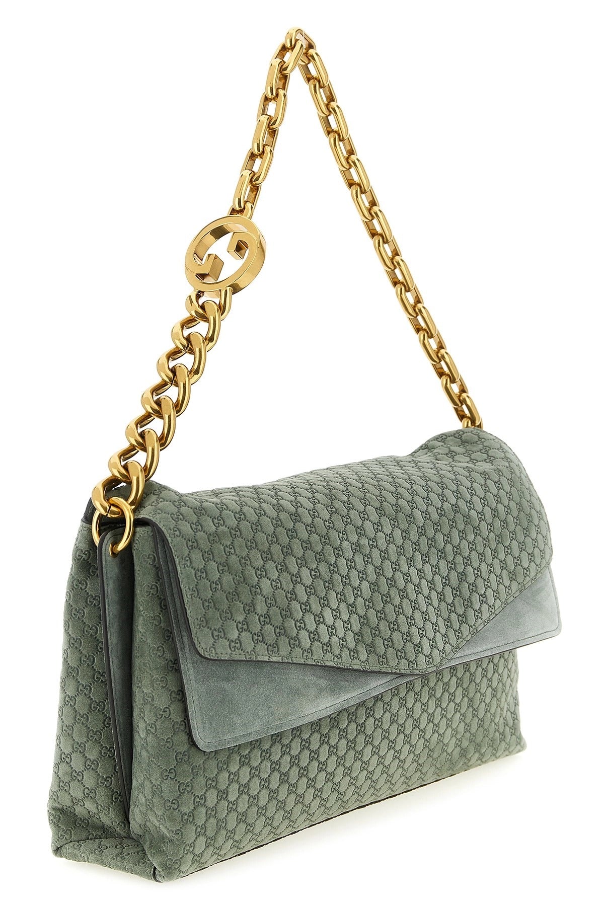 Gucci Large Suede GG Shoulder Bag