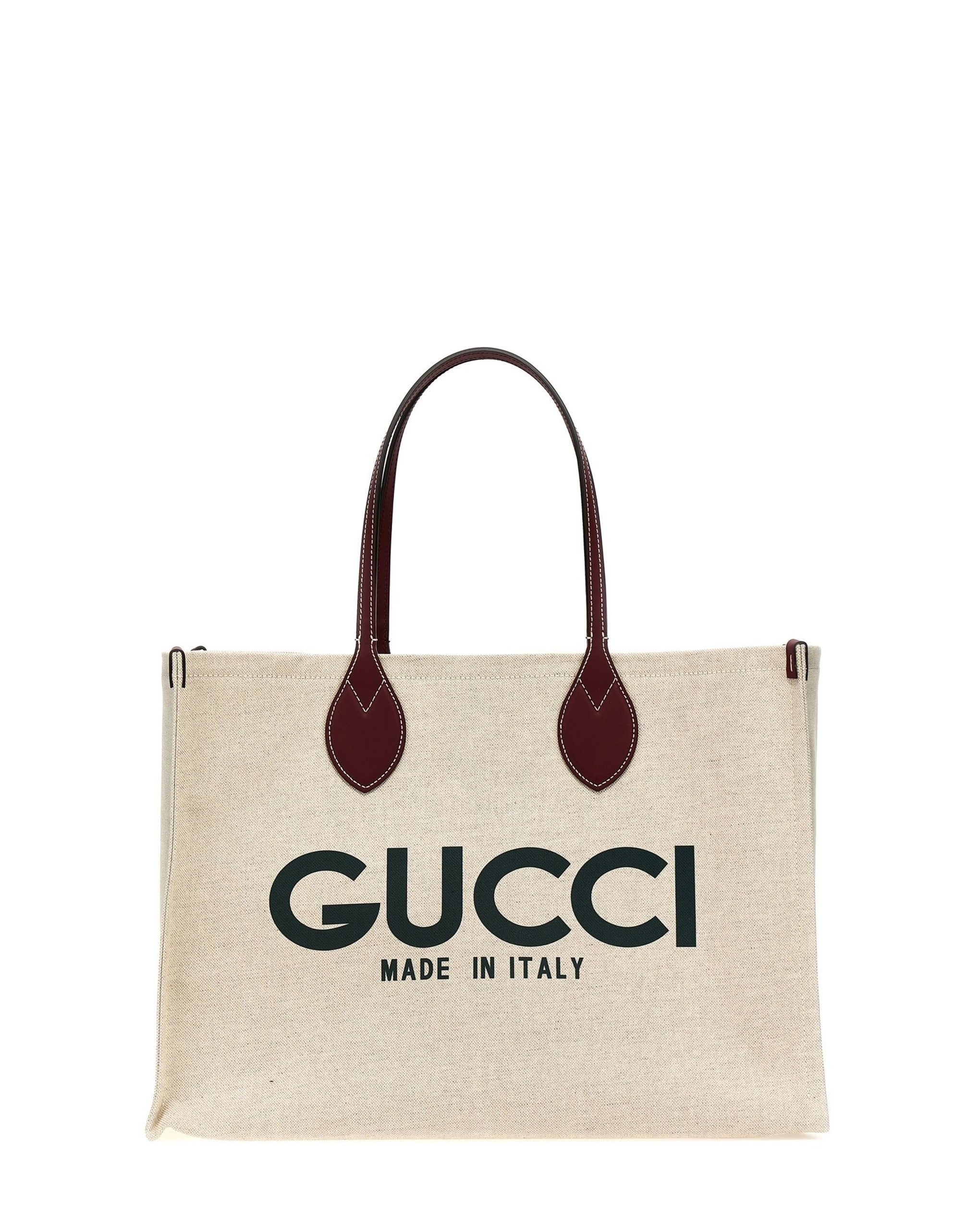Gucci Logo-Print Canvas Shopping Bag