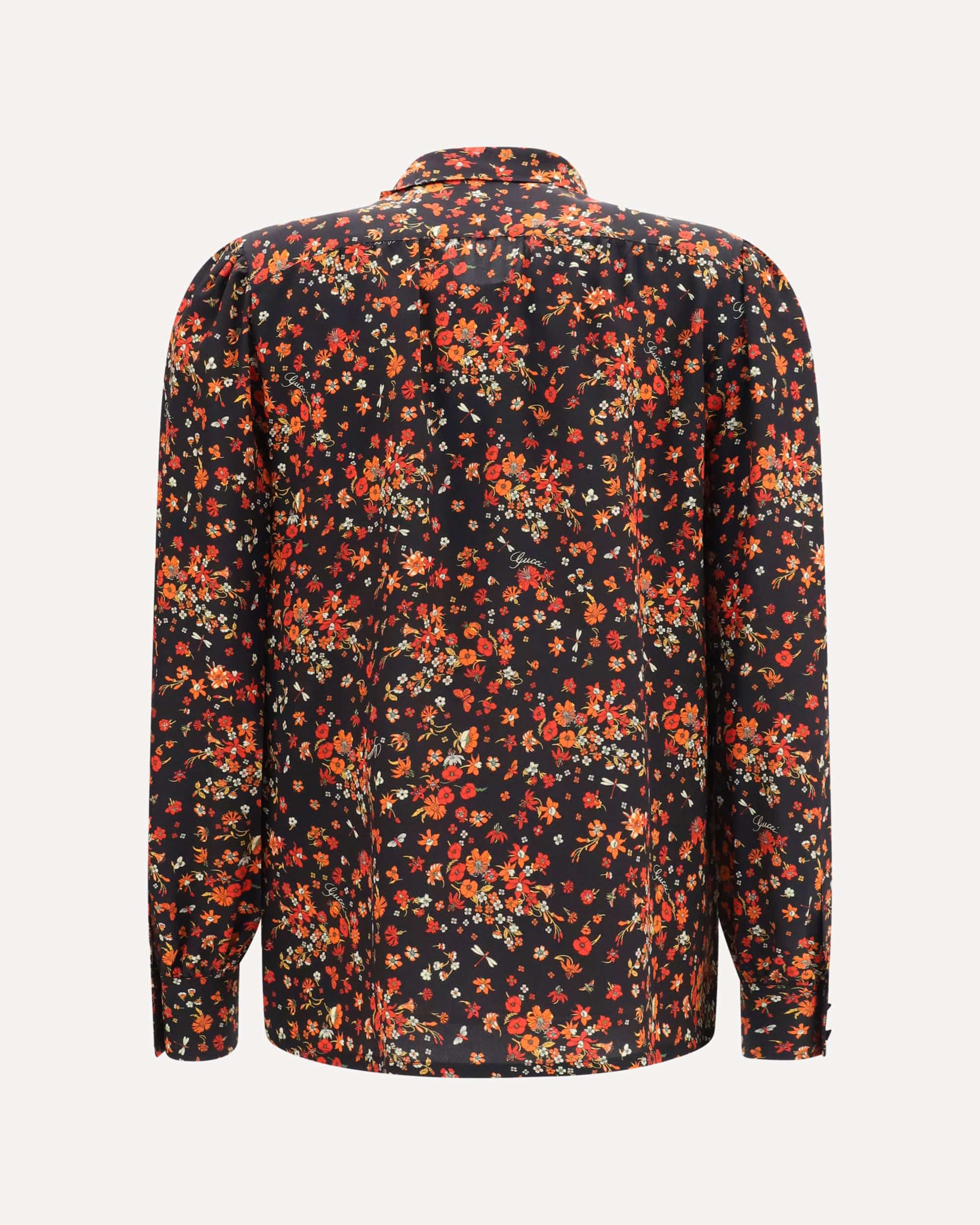 Gucci Silk Flora Print Shirt With Neck Bow - alternate view