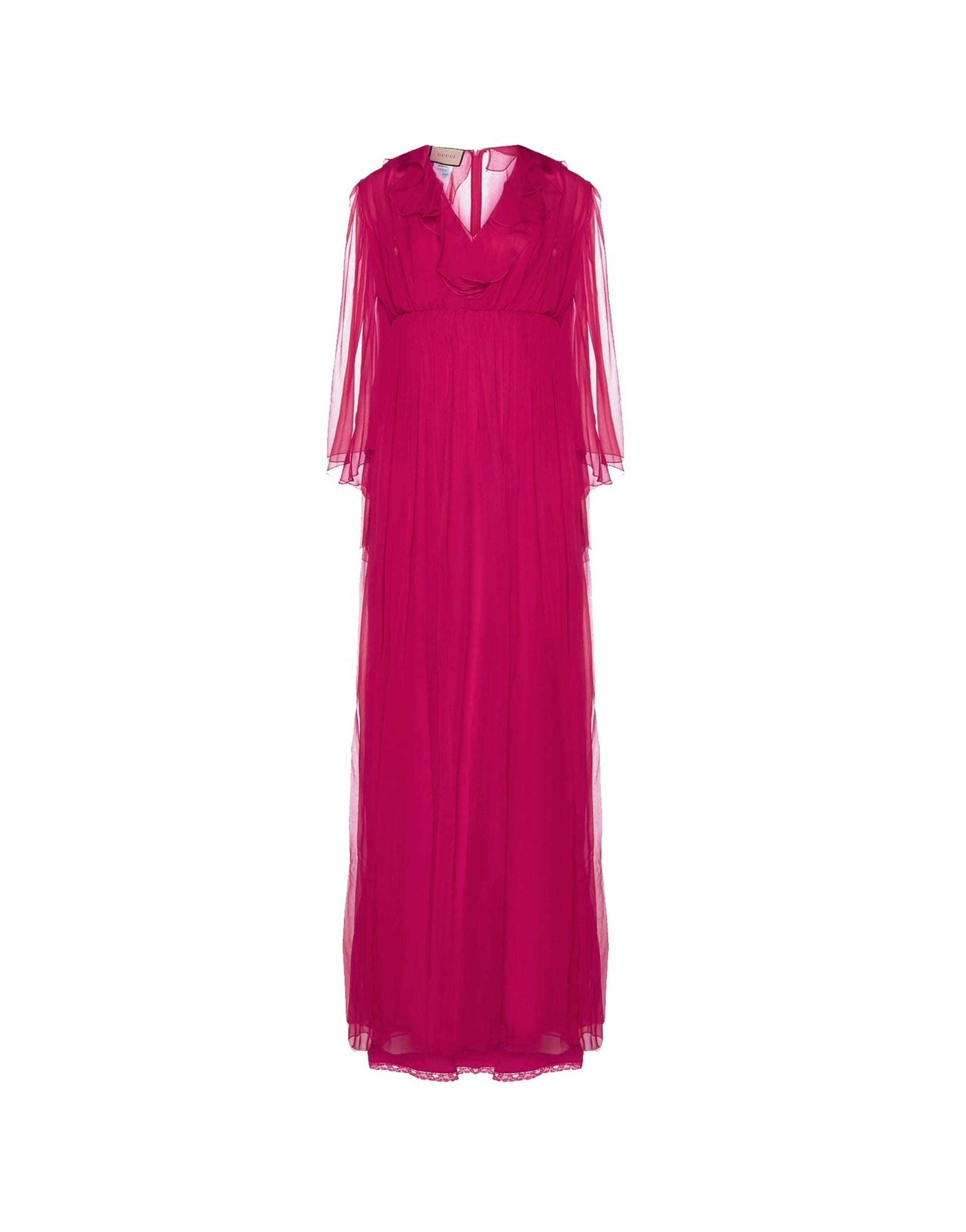 Gucci Silk Long Sleeve V-Neck Midi Dress