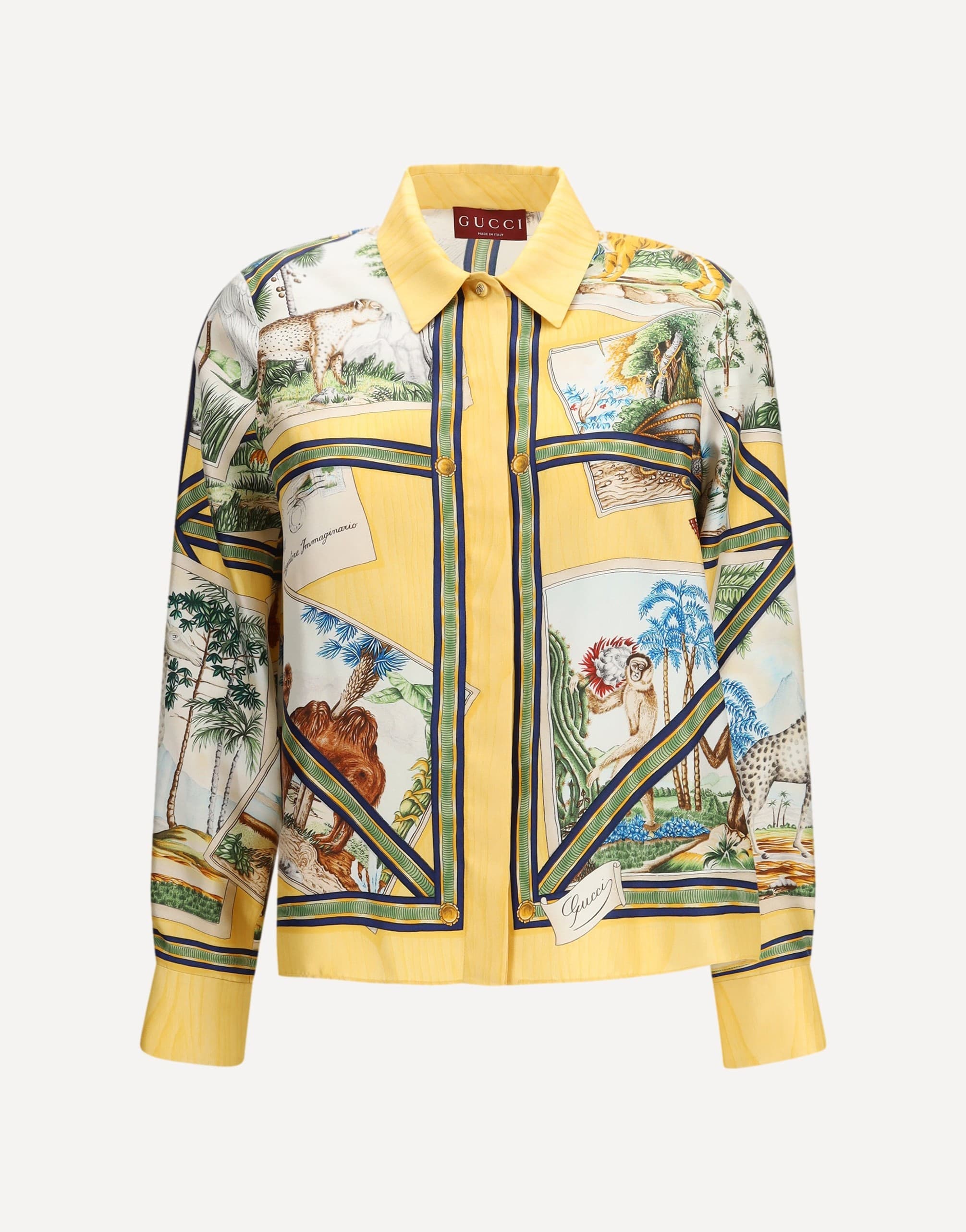 Gucci Silk Twill Animal Landscape Shirt