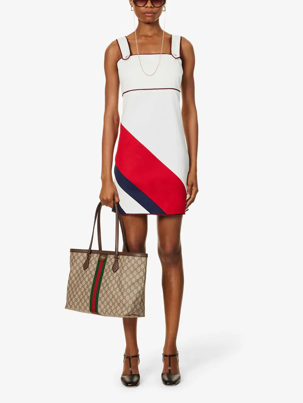 Gucci Sleeveless Colour-Block Cotton-Blend Mini Dress